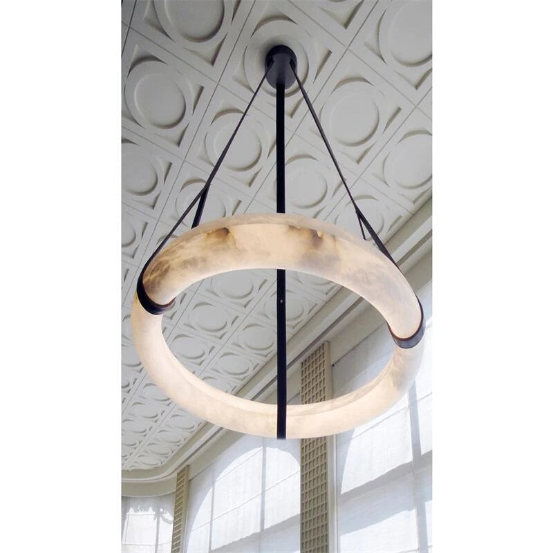 Ogden Ring Alabaster Chandelier With Canopy Over Kitchen Island