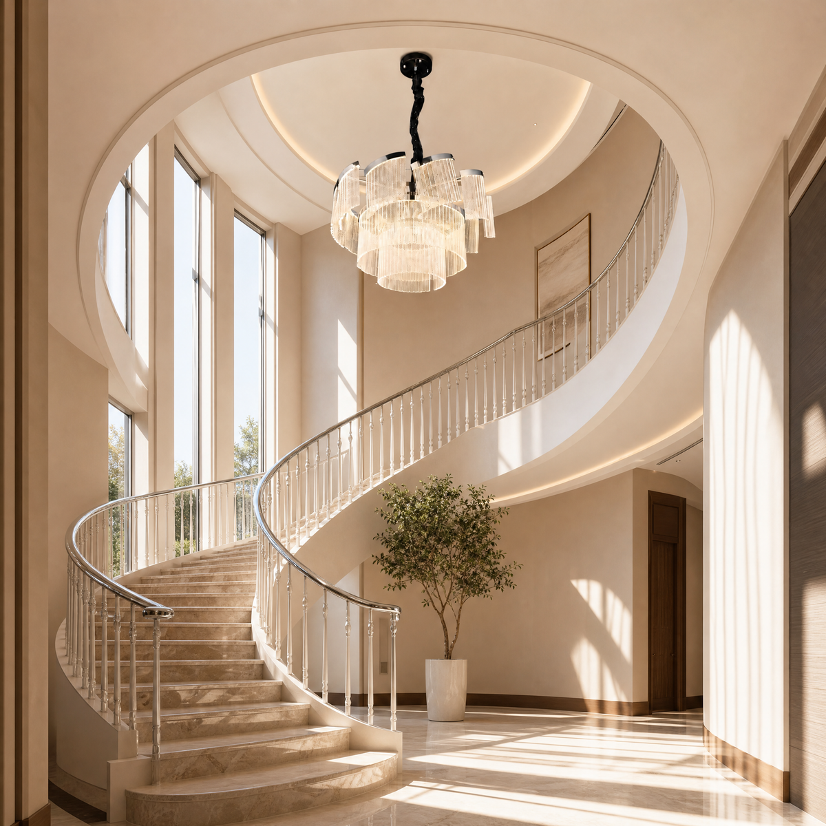Prismata Crystal Modern Sculptural Ring Chandelier