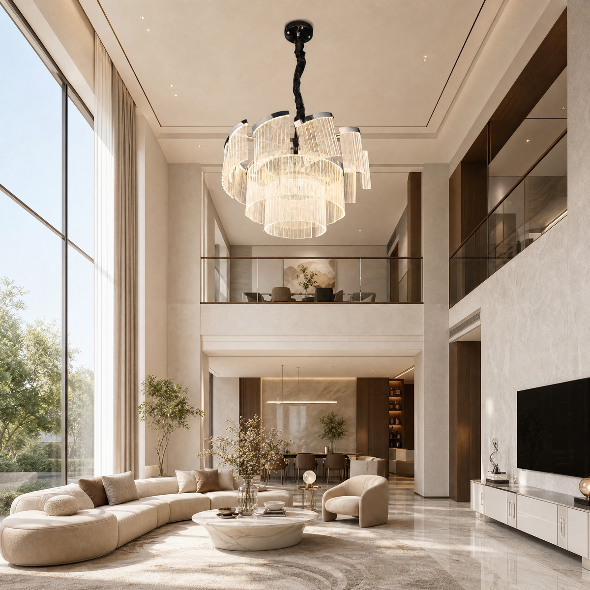 Prismata Crystal Modern Sculptural Ring Chandelier