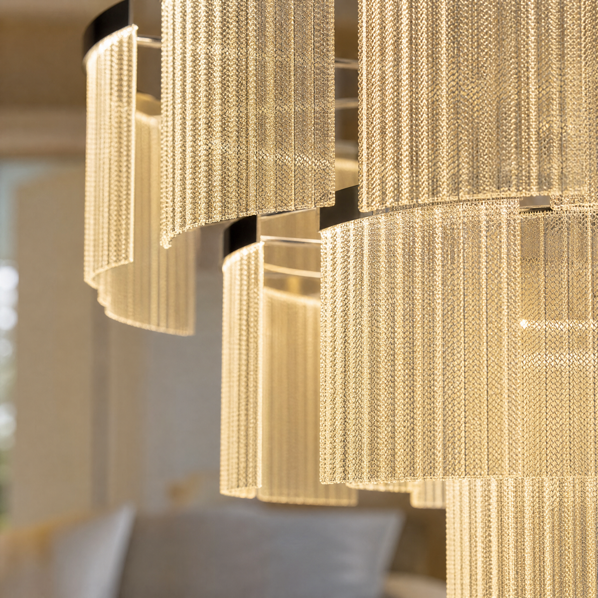 Prismata Crystal Modern Sculptural Ring Chandelier