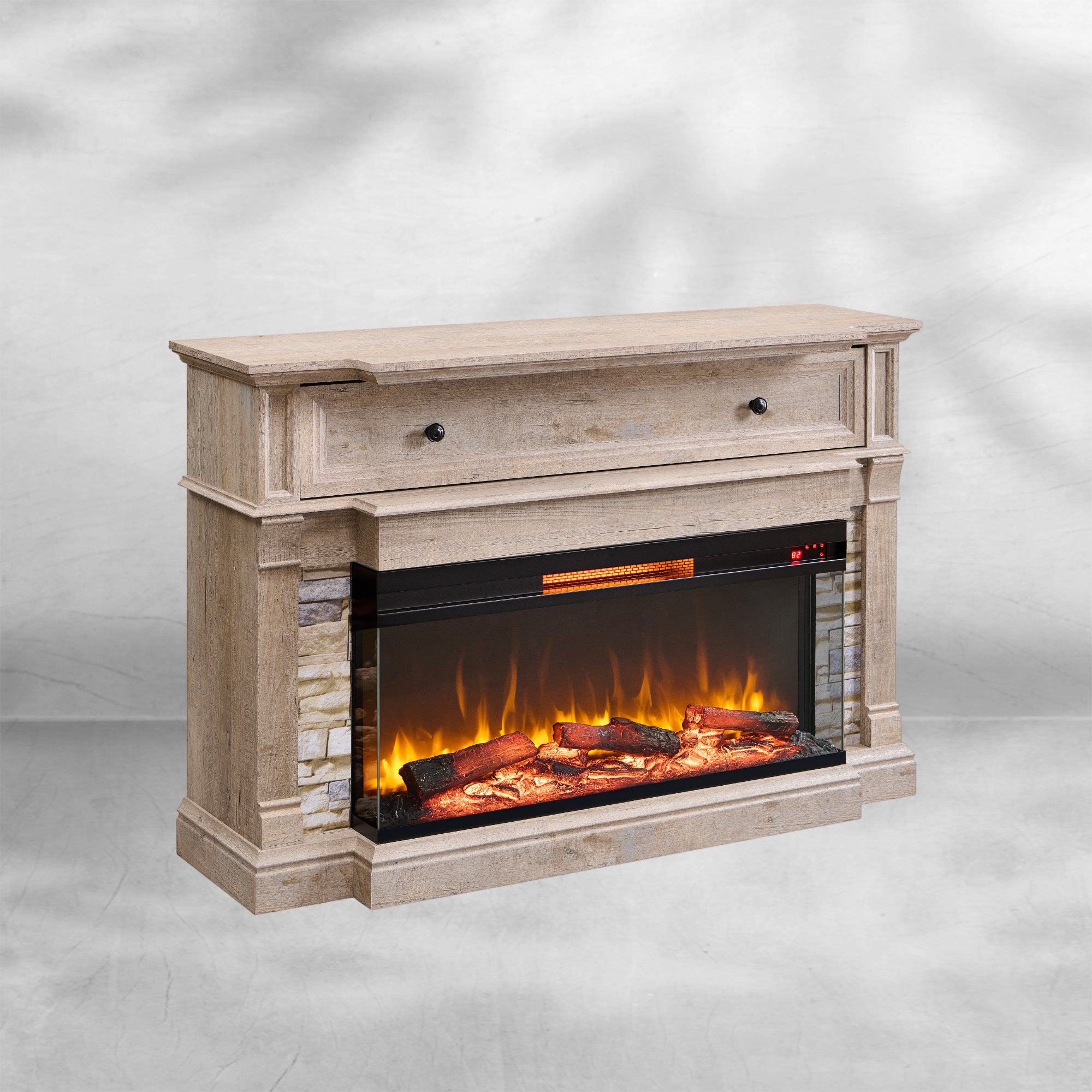 RedLemon Antique White Fireplace TV Stand for 65'' TVs