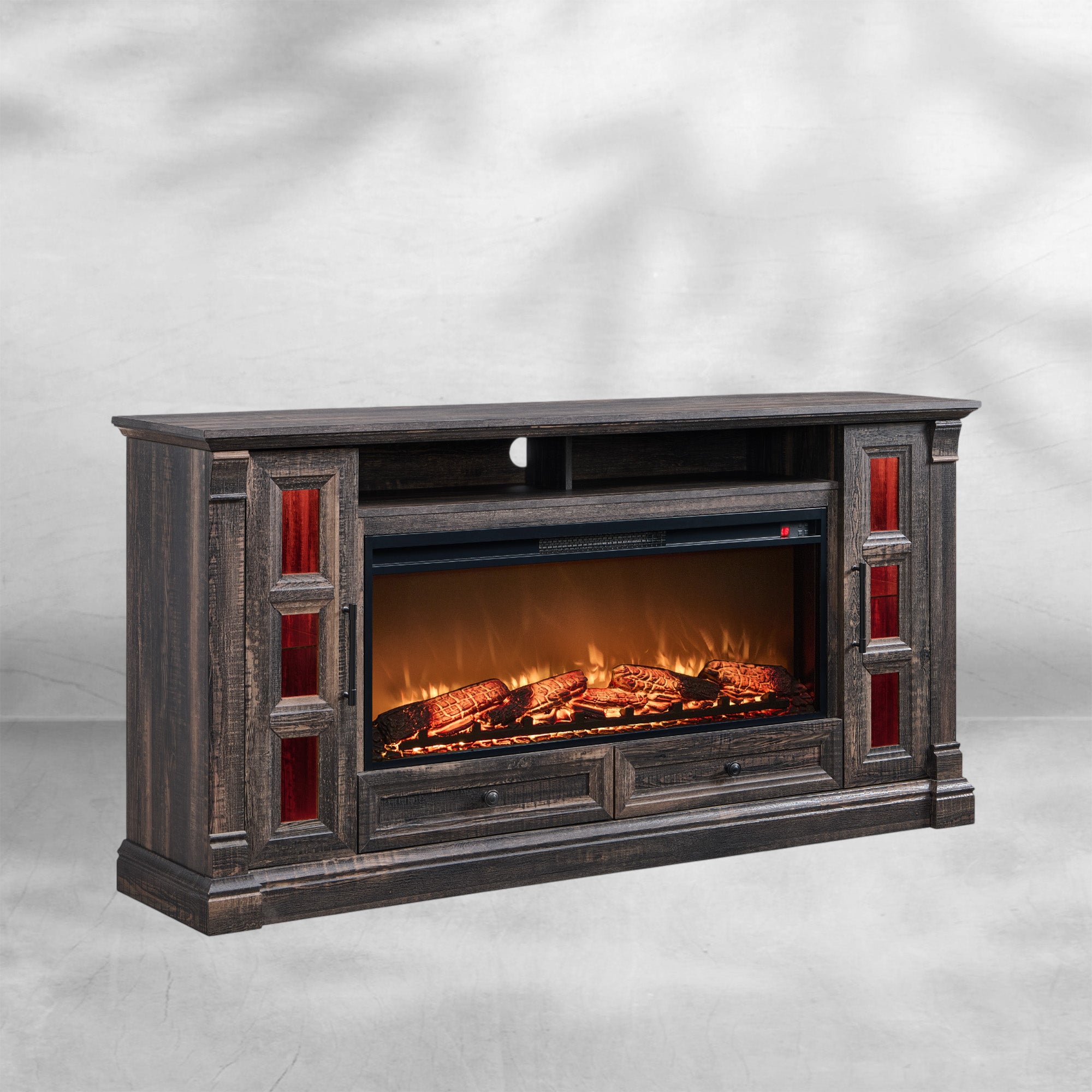 Rustic Farmhouse Fireplace TV Stand - Fits Up to 80 Inch TV