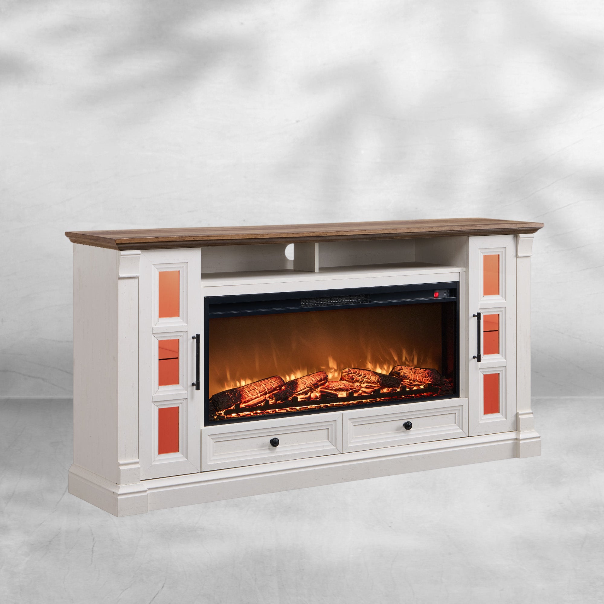 Rustic Farmhouse Fireplace TV Stand - Fits Up to 80 Inch TV