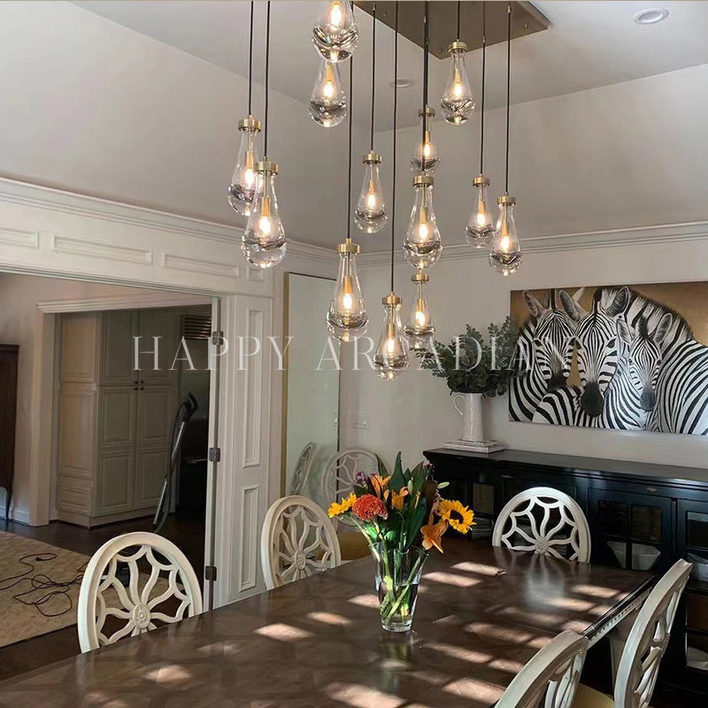 HA Raindrop Glass Linear Chandelier 54"