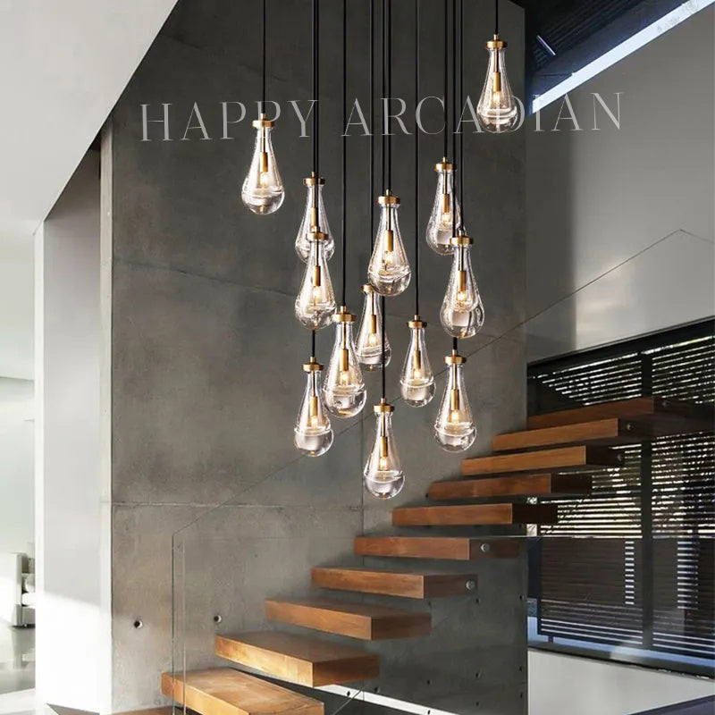 HA Raindrop Round Chandelier Glass Chandelier 36",13-Lights