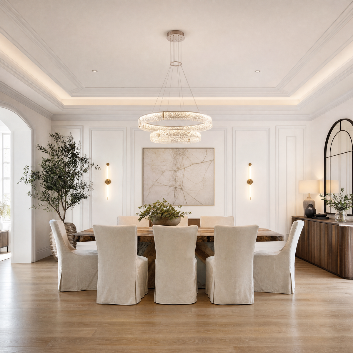 Roccia Stone Crystal Duo Chandelier