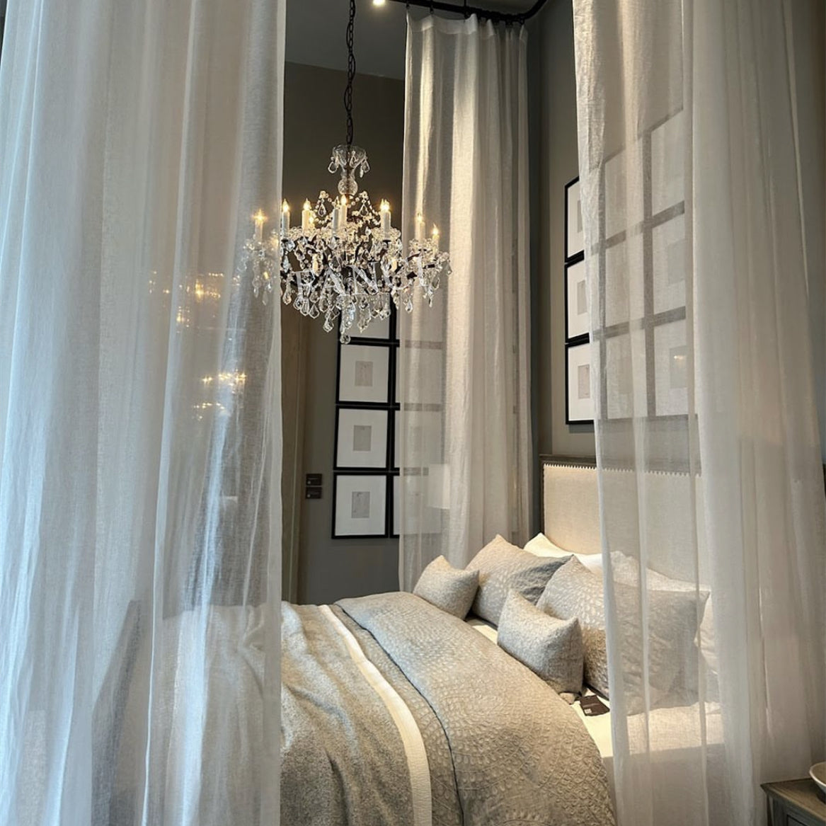 HA Rococo Iron & Crystal Round Chandelier 33''