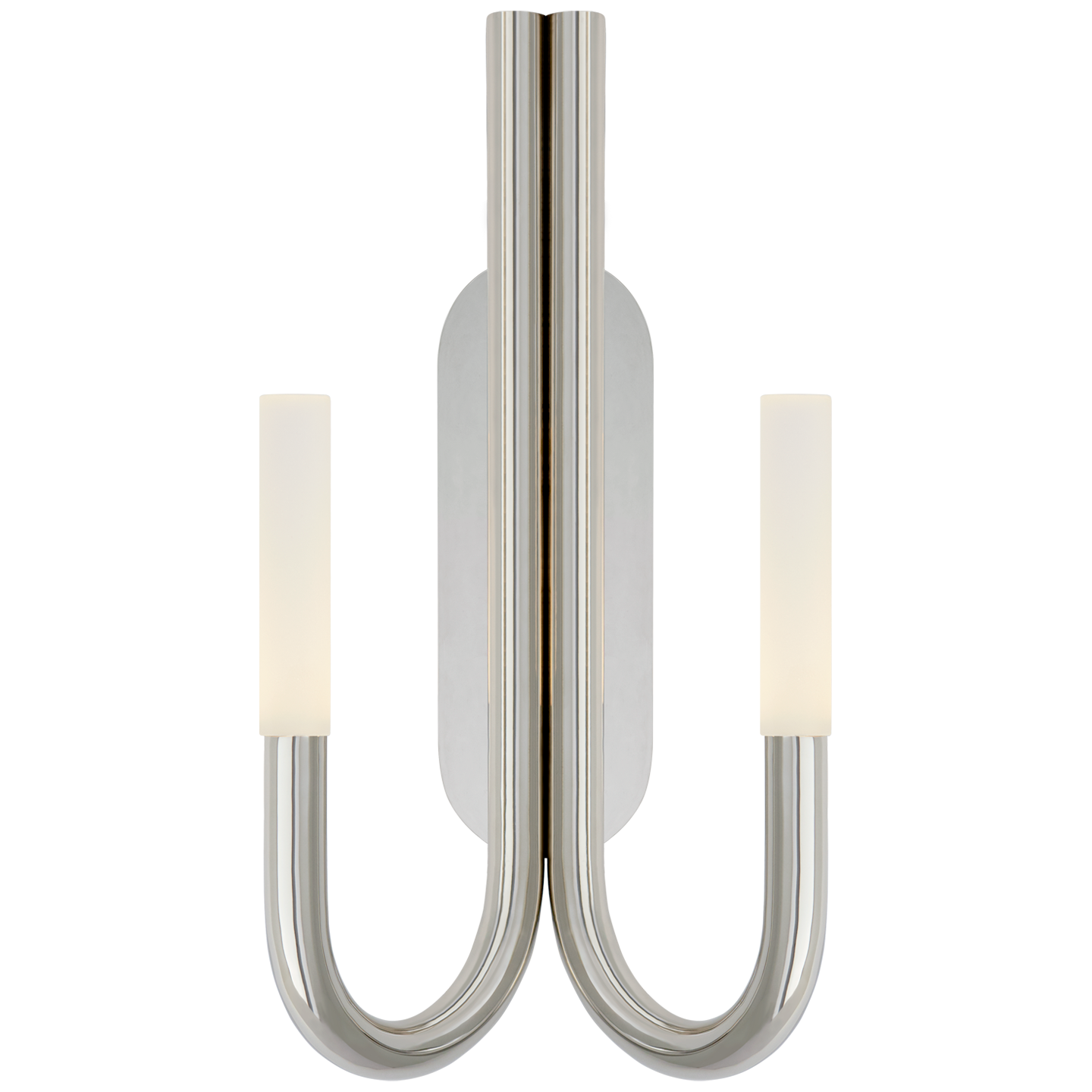 Rousseau Double Wall Sconce - Polished Nickel/Etched Crystal