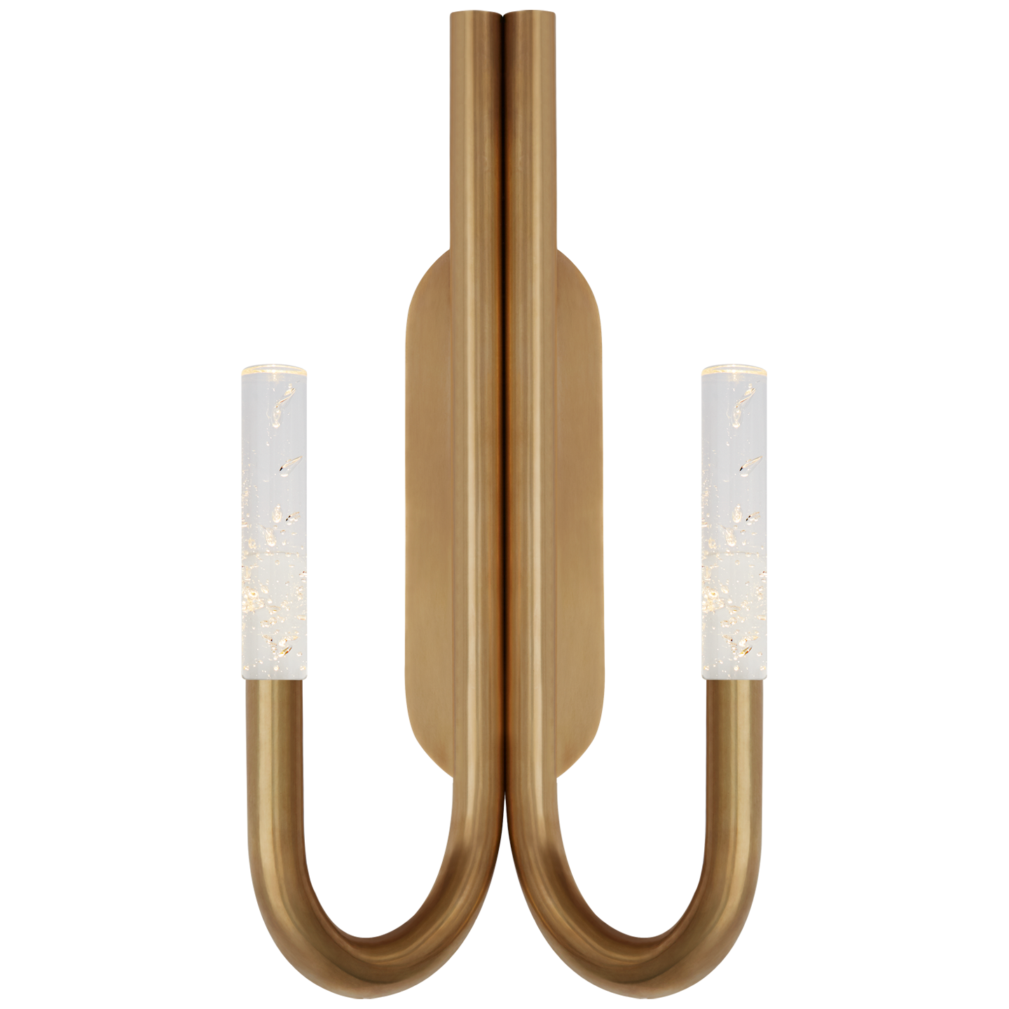 Rousseau Double Wall Sconce - Antique Burnished Brass/Seeded Glass