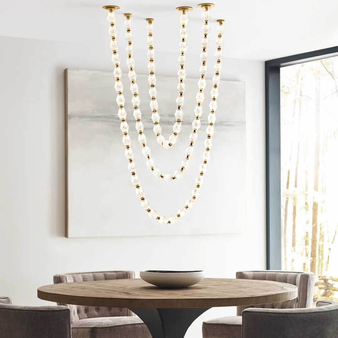 Creative Glass Pearl Necklace Pendnat Chandelier for Living/Dining Room/Staircase
