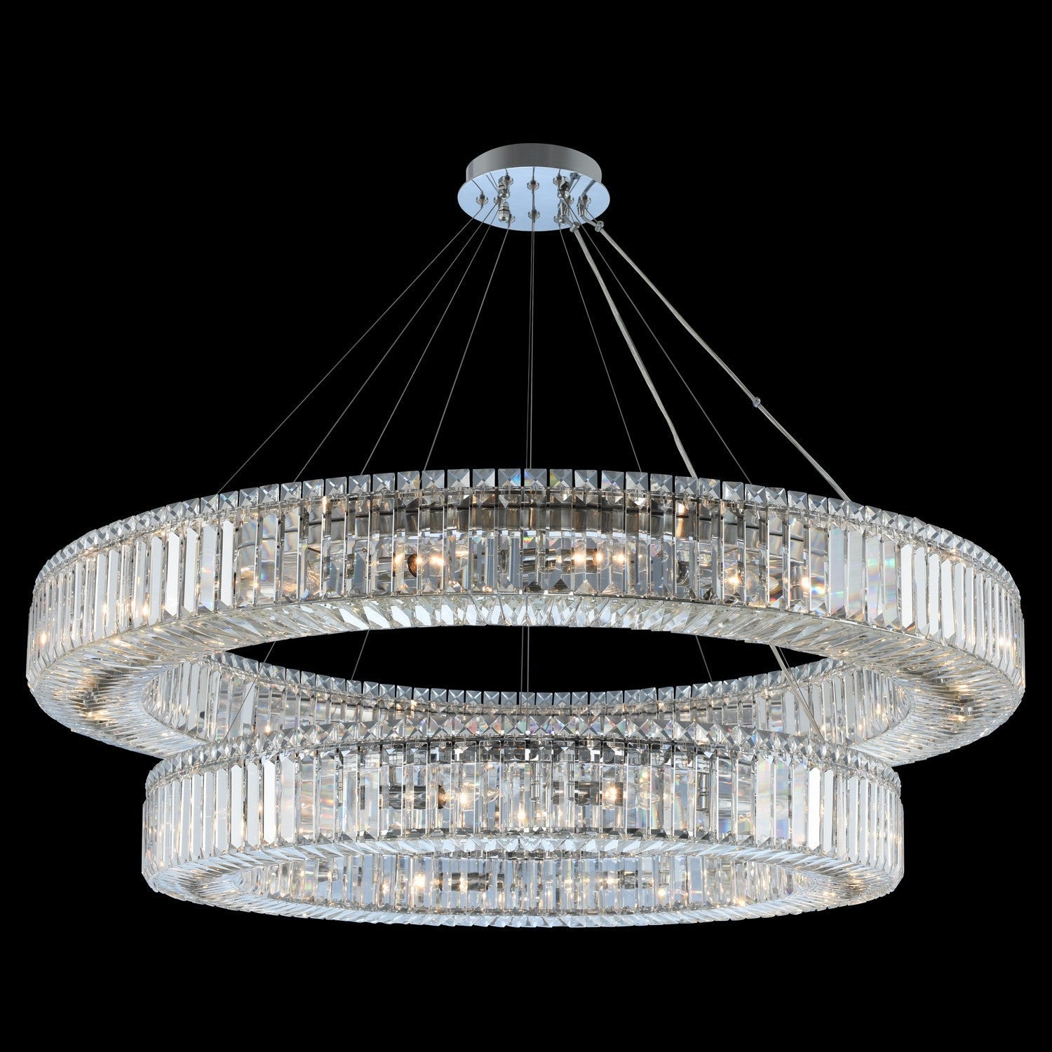 (36+47) Inch Two Rings Crystal Chandelier Modern Living Room Chandelier