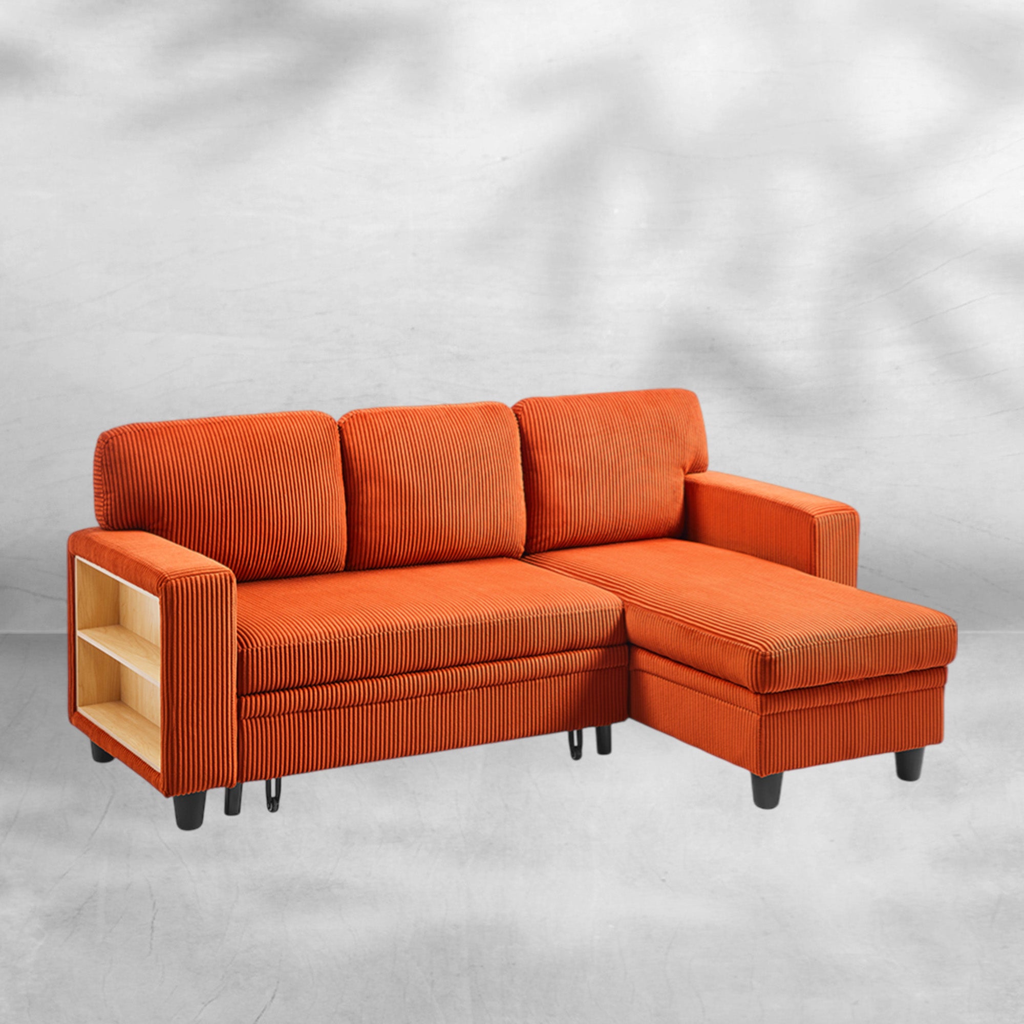 RedLemon Beige 80-Inch Sleeper Sofa Bed with Storage Chaise