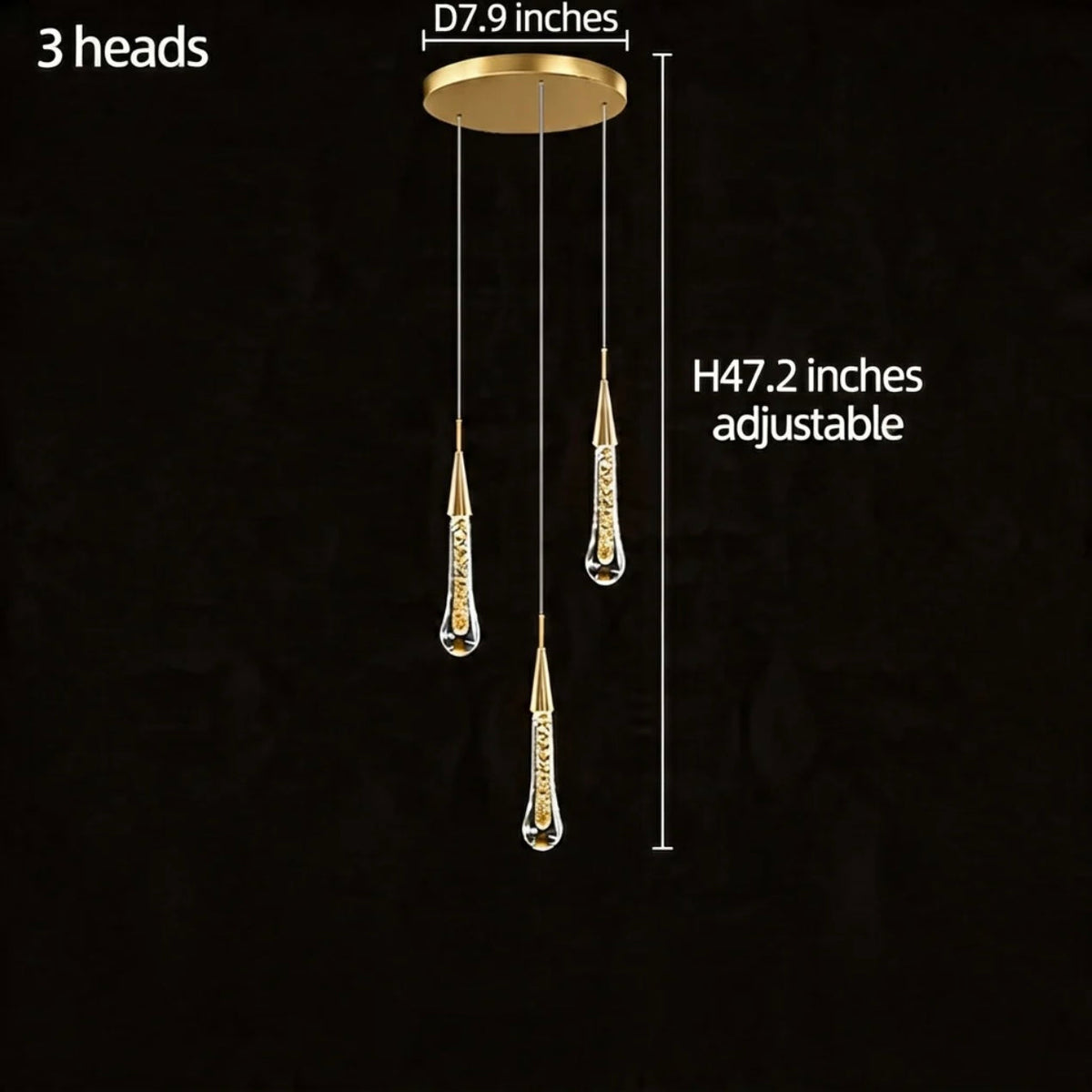 Gold Aluminum LED Linear Chandelier
