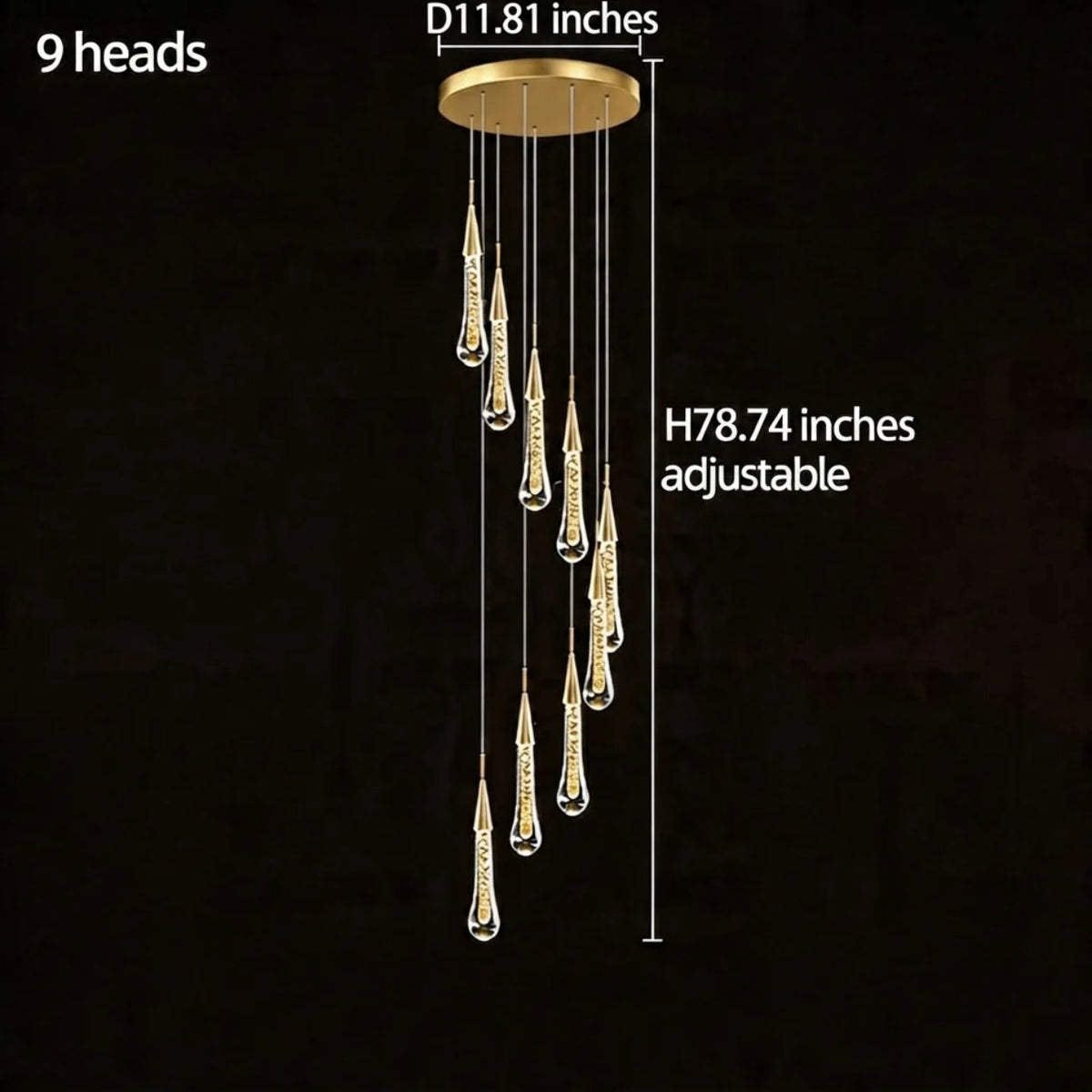 Gold Aluminum LED Linear Chandelier