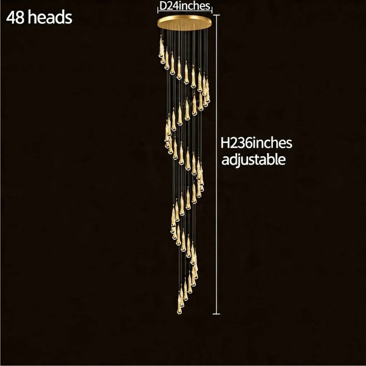 Gold Aluminum LED Linear Chandelier