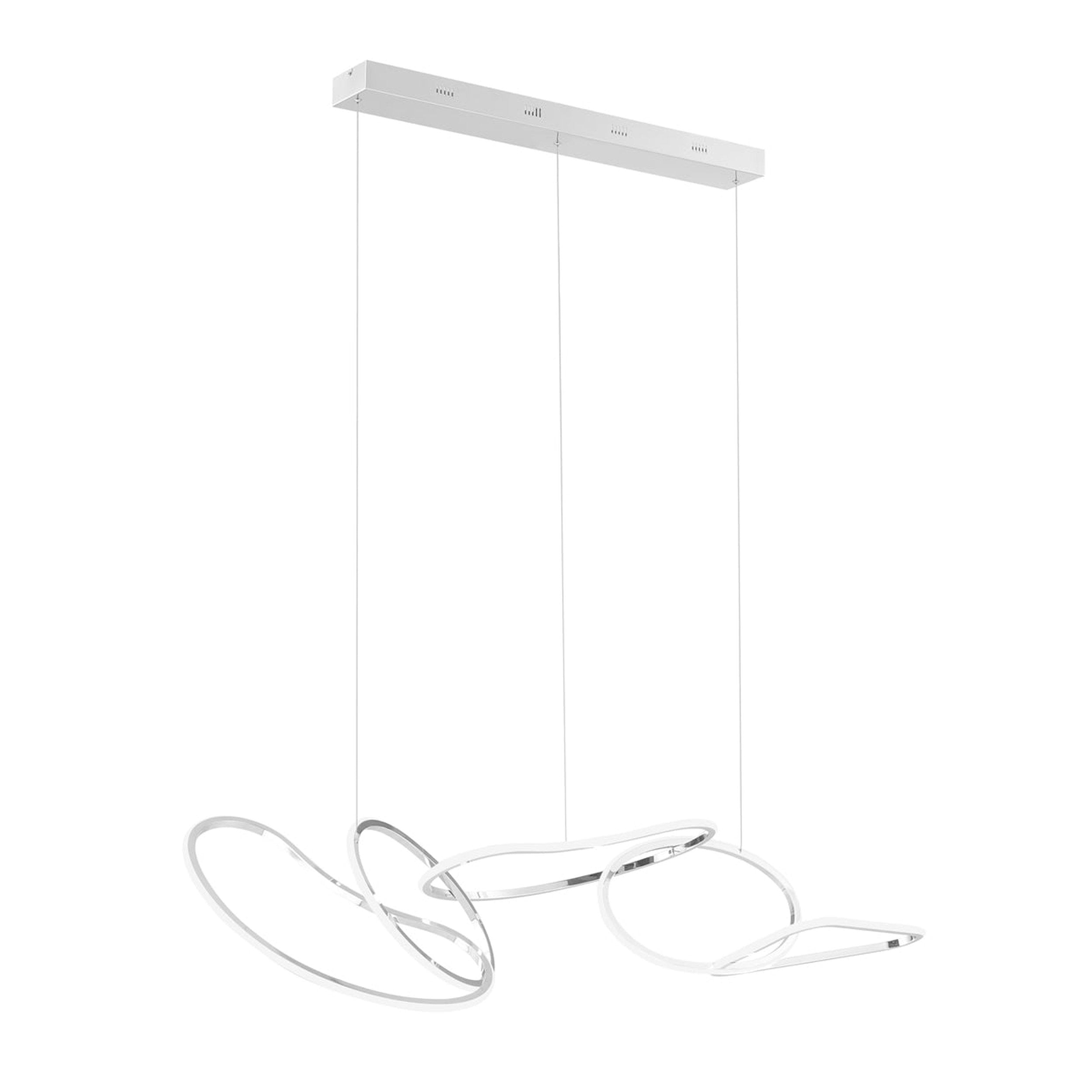 Seoul LED Hoops Rectangular Chandelier Chrome