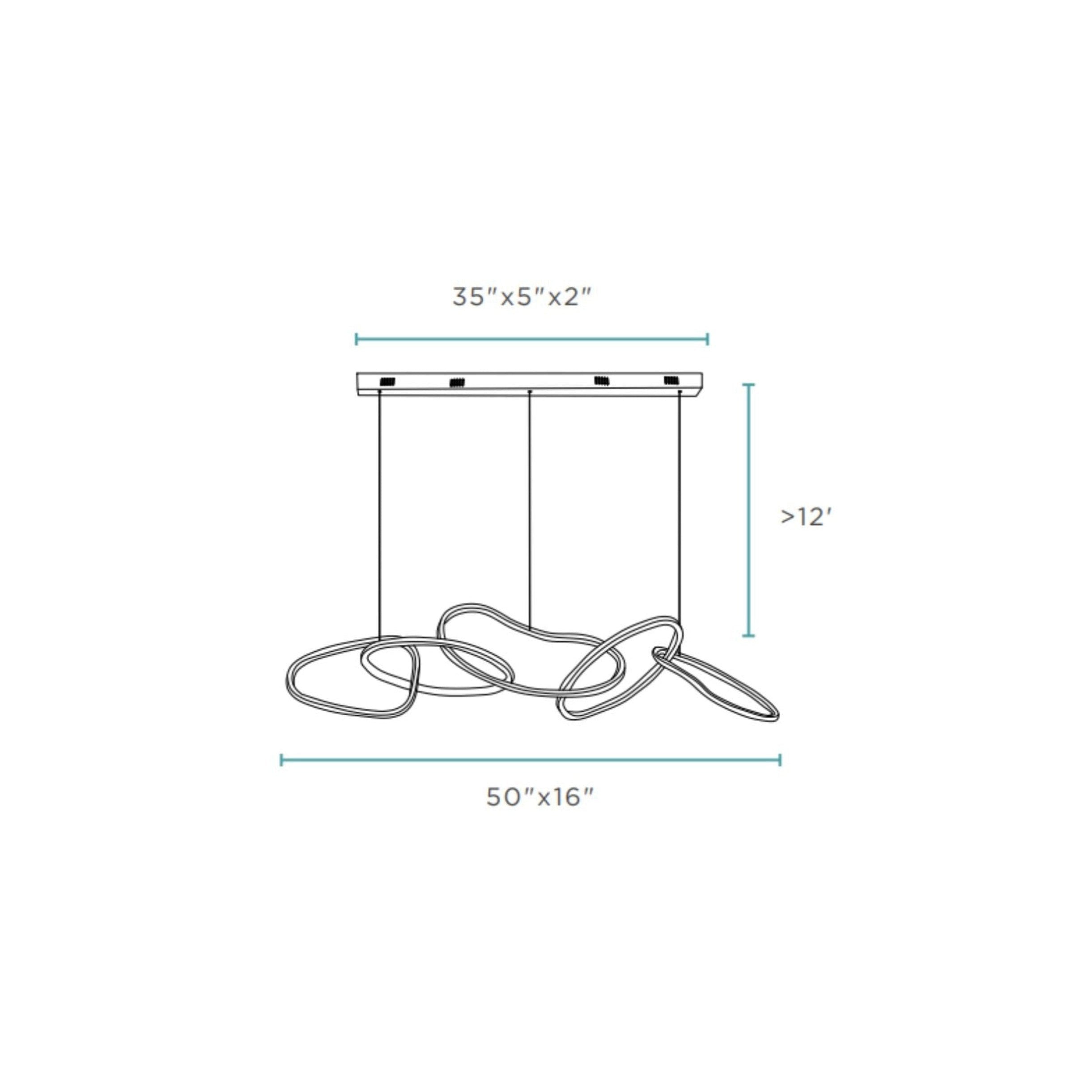 Seoul LED Hoops Rectangular Chandelier Chrome