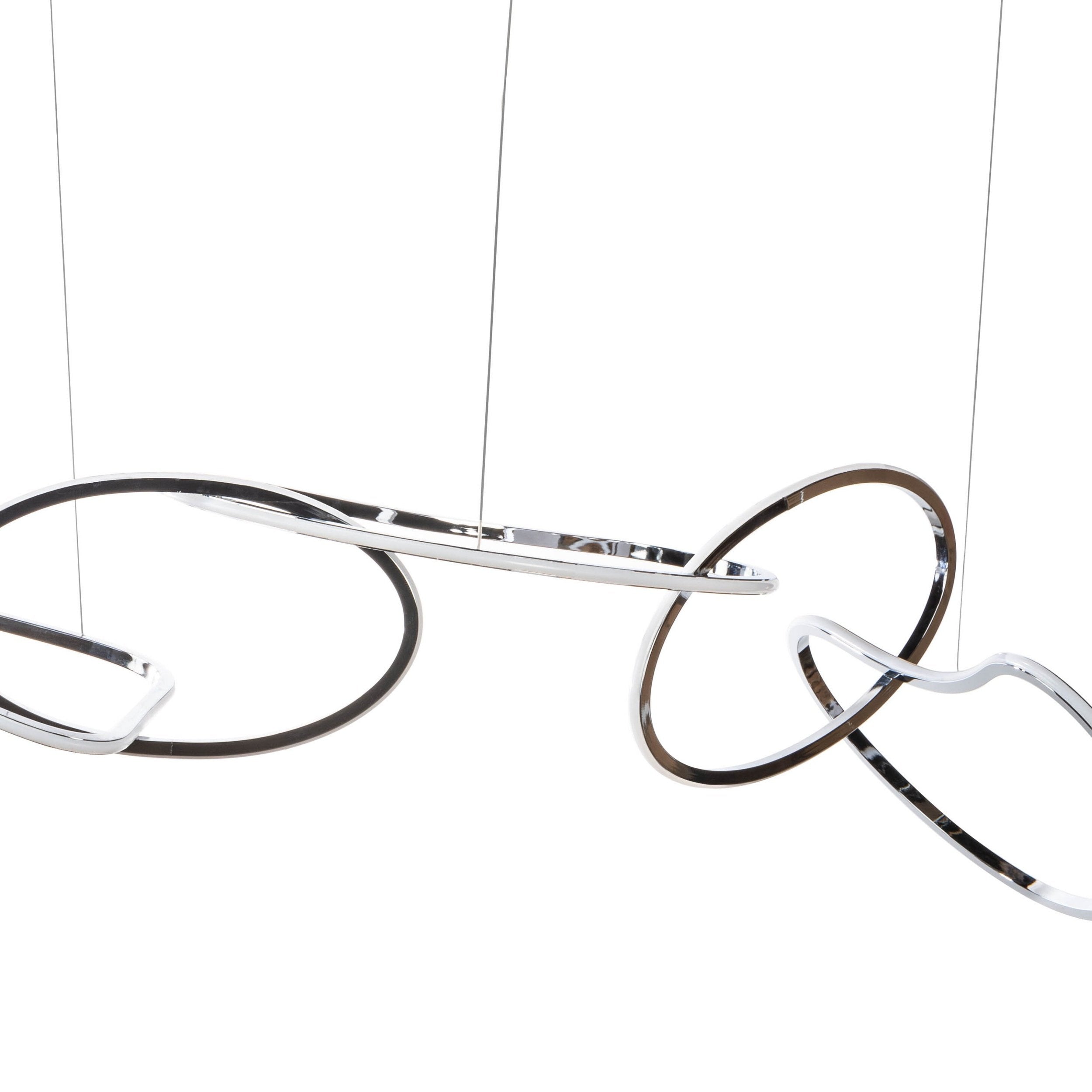 Seoul LED Hoops Rectangular Chandelier Chrome