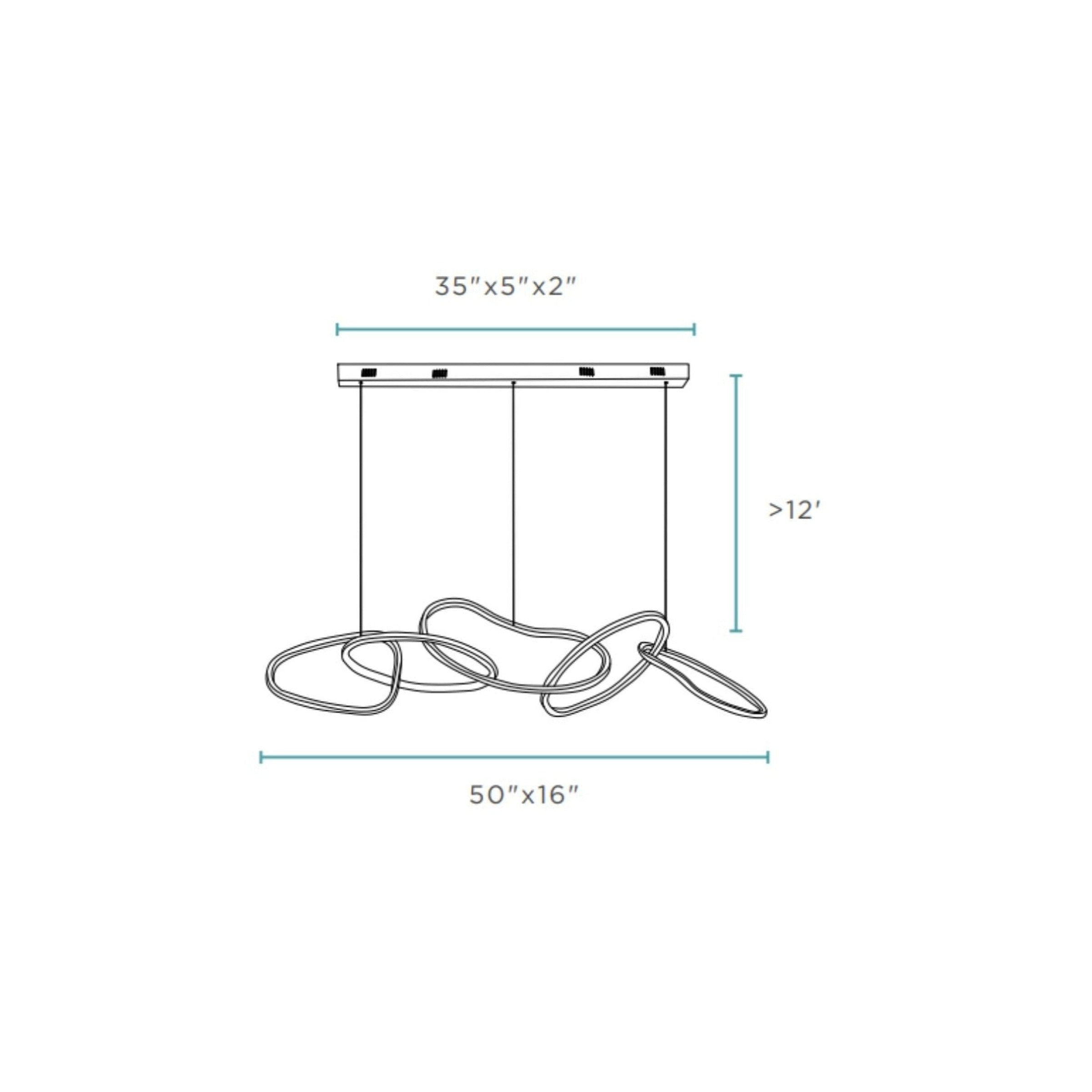 Seoul LED Hoops Rectangular Chandelier Gold