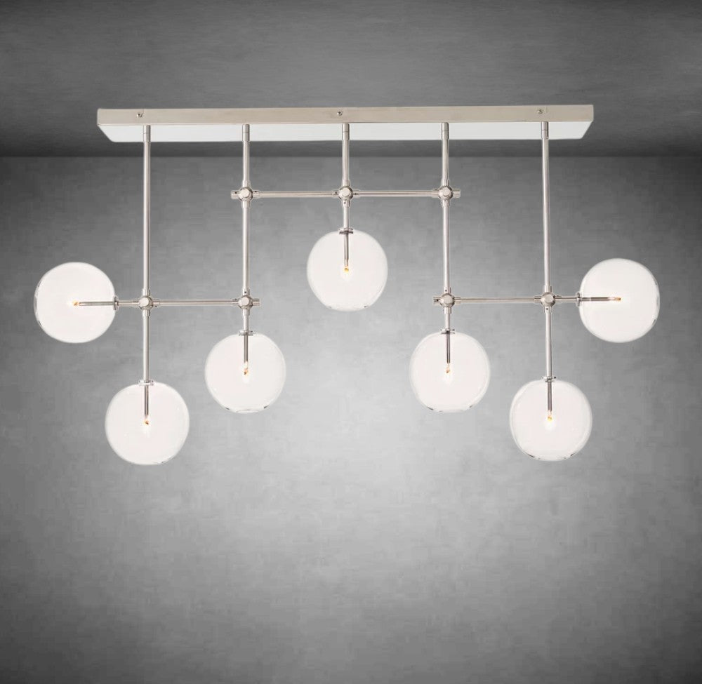 Glass Glober Modern Linear Chandelier 59"W