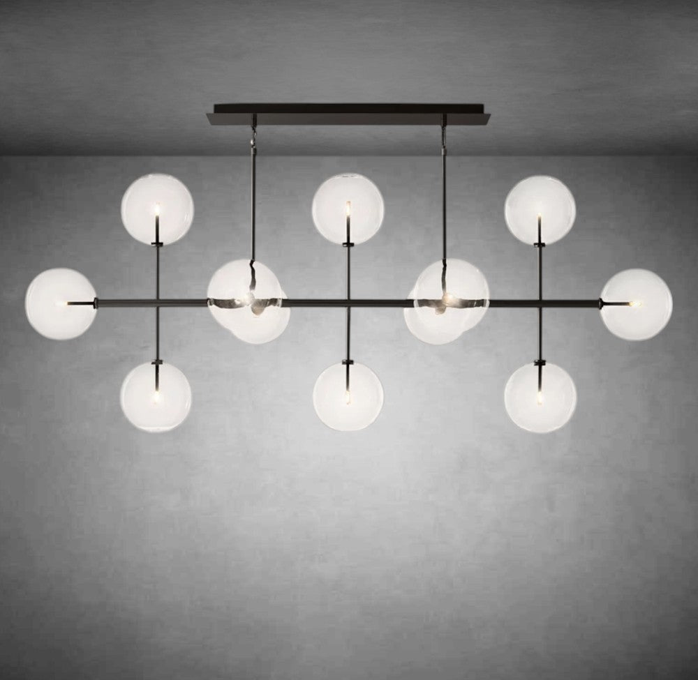 Glass Glober Modern Linear Chandelier 72"W