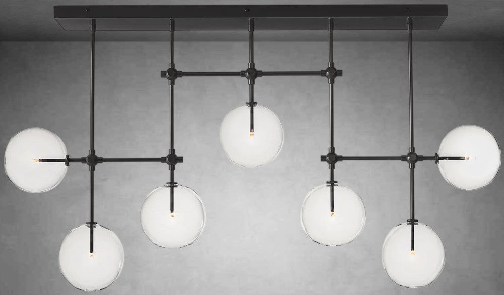 Glass Glober Modern Linear Chandelier 59"W