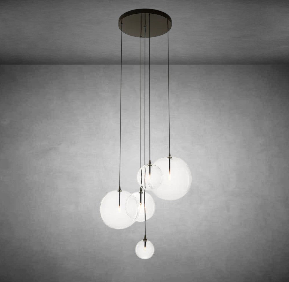 Glass Glober Mobile Cluster Chandelier 28"