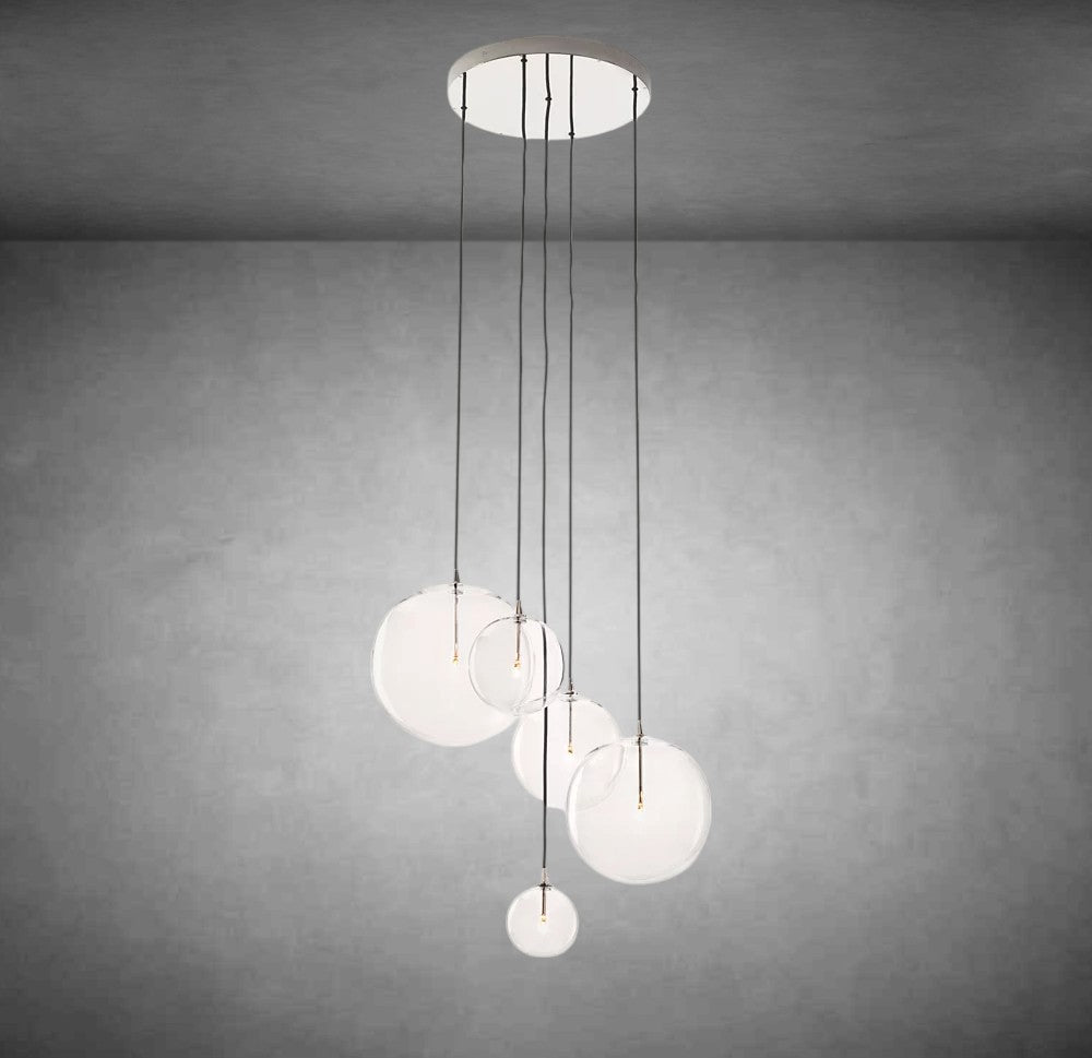 Glass Glober Mobile Cluster Chandelier 28"