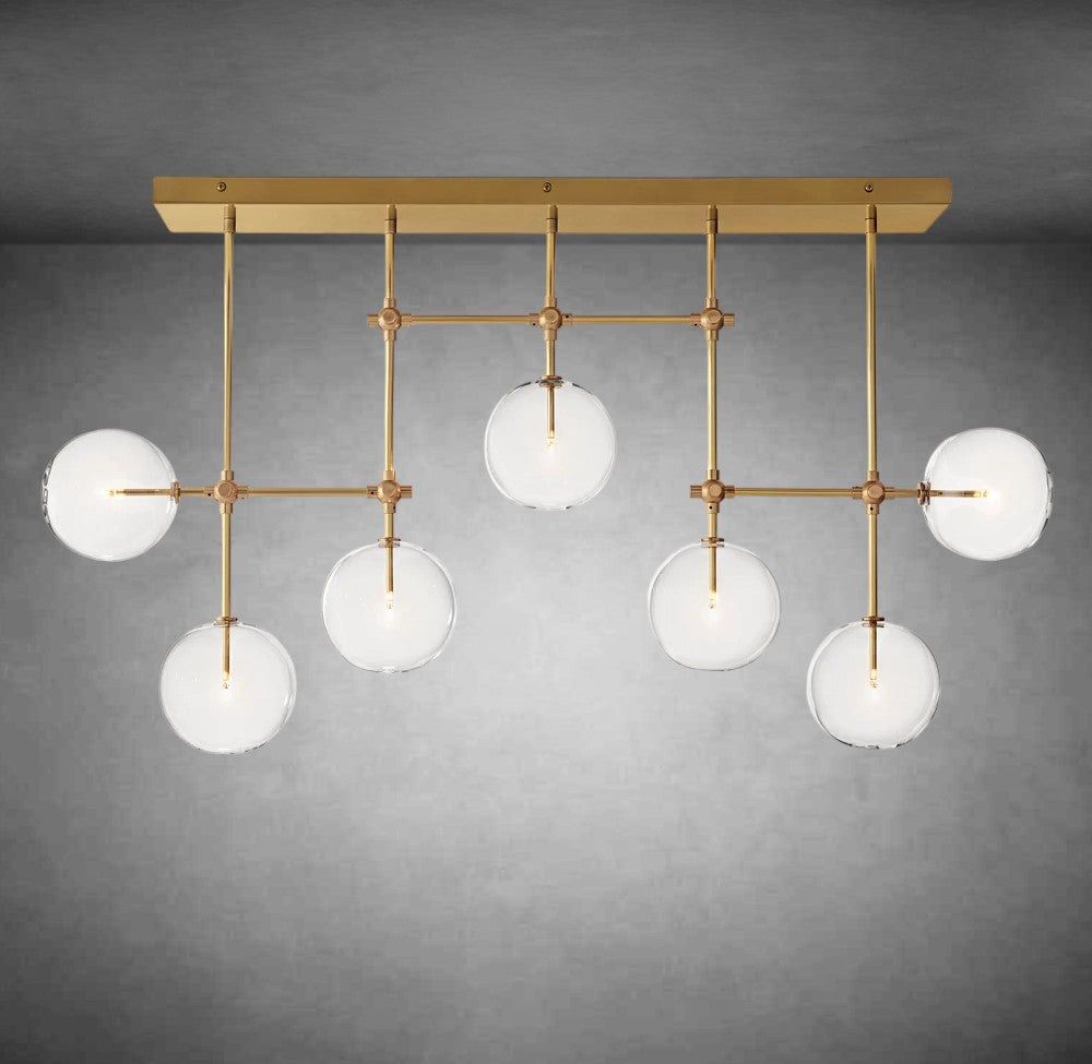 Glass Glober Modern Linear Chandelier 59"W
