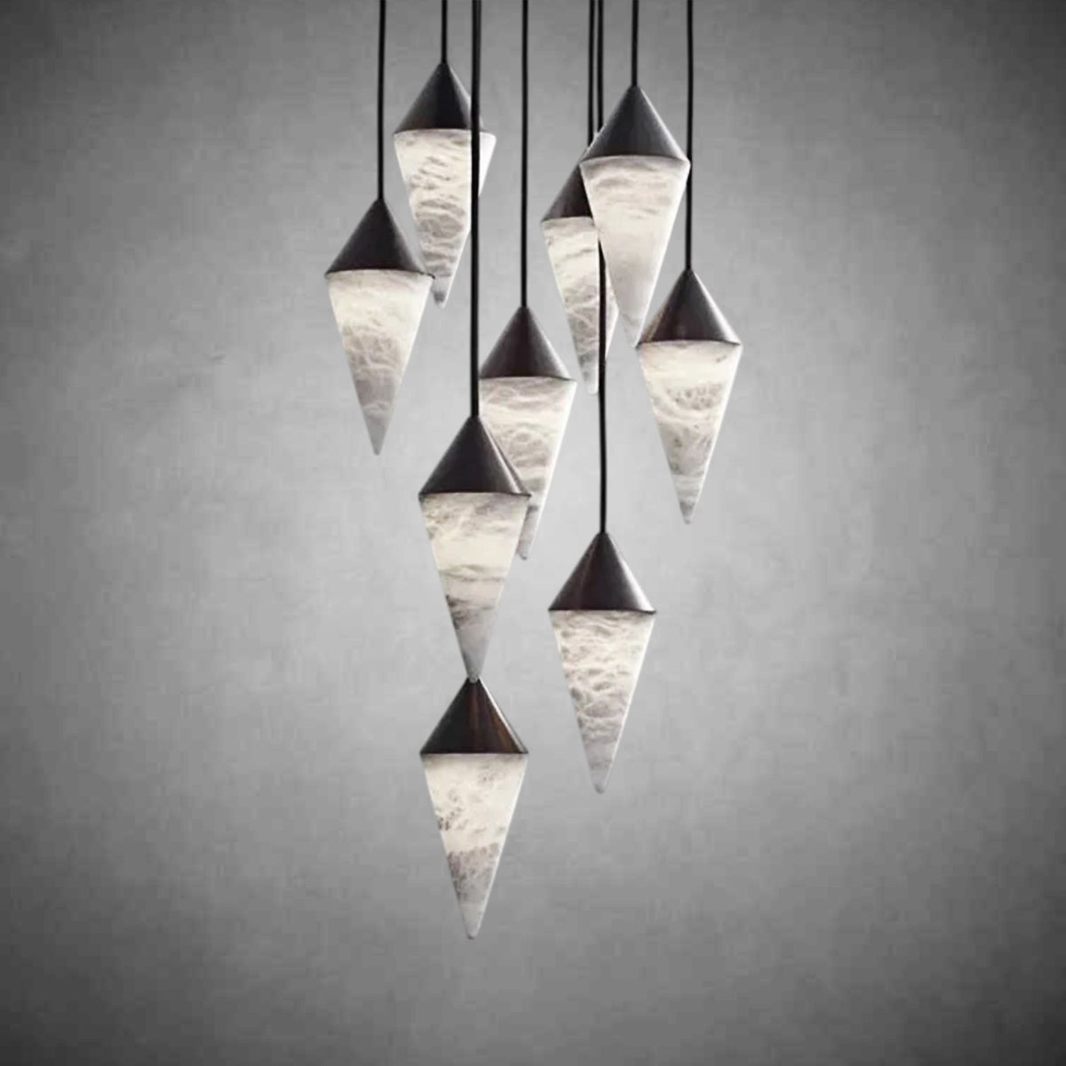 Skylar Modern Alabaster Cone Cluster Chandelier