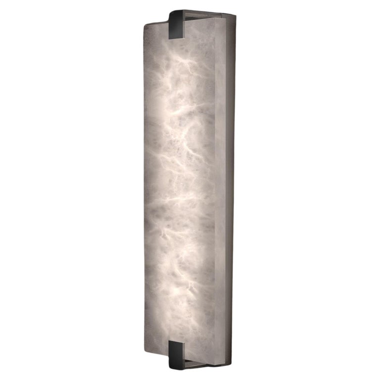 Alabaster Kairo Brass Wall Sconce with Warm White Glow