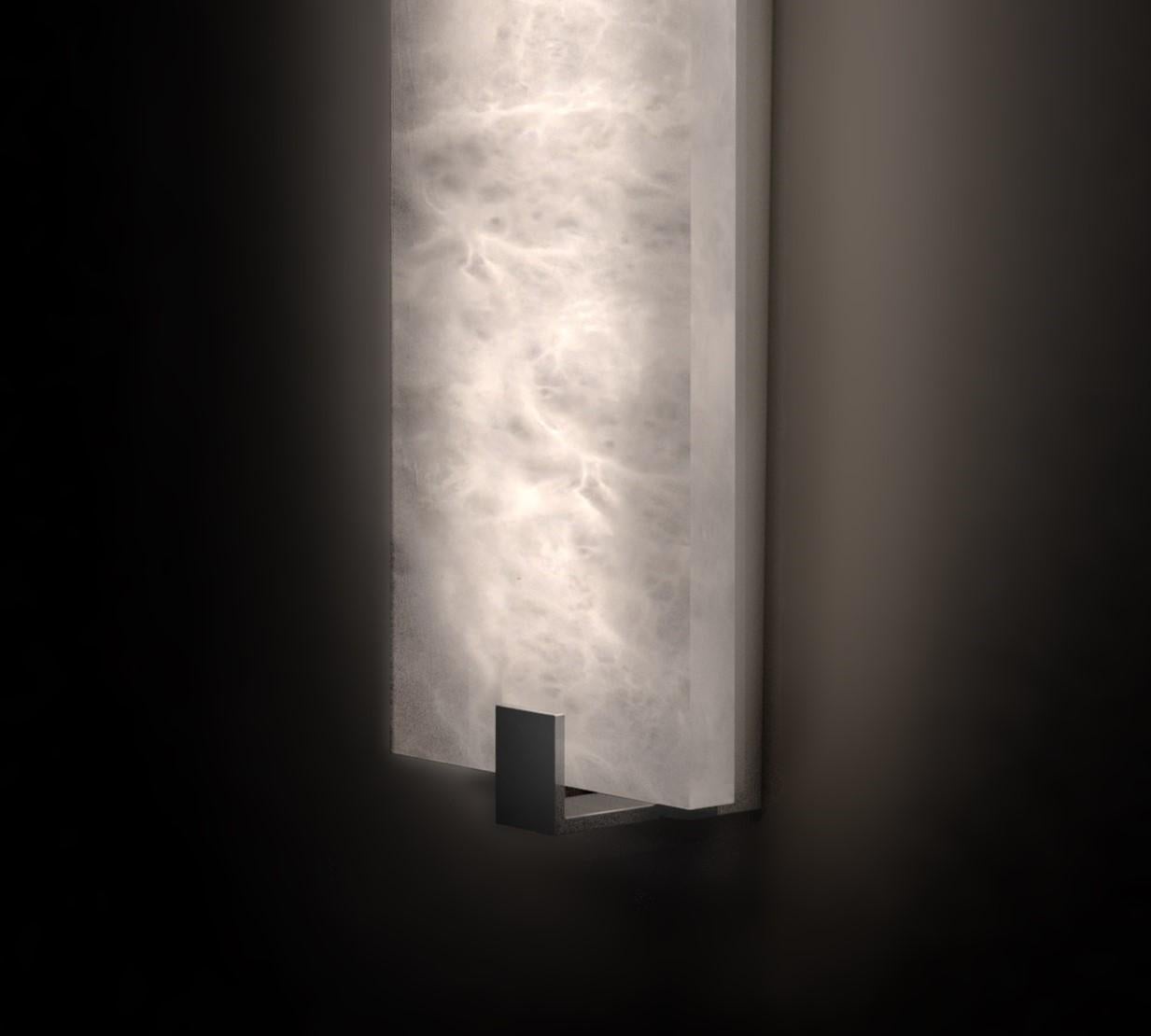 Alabaster Kairo Brass Wall Sconce with Warm White Glow