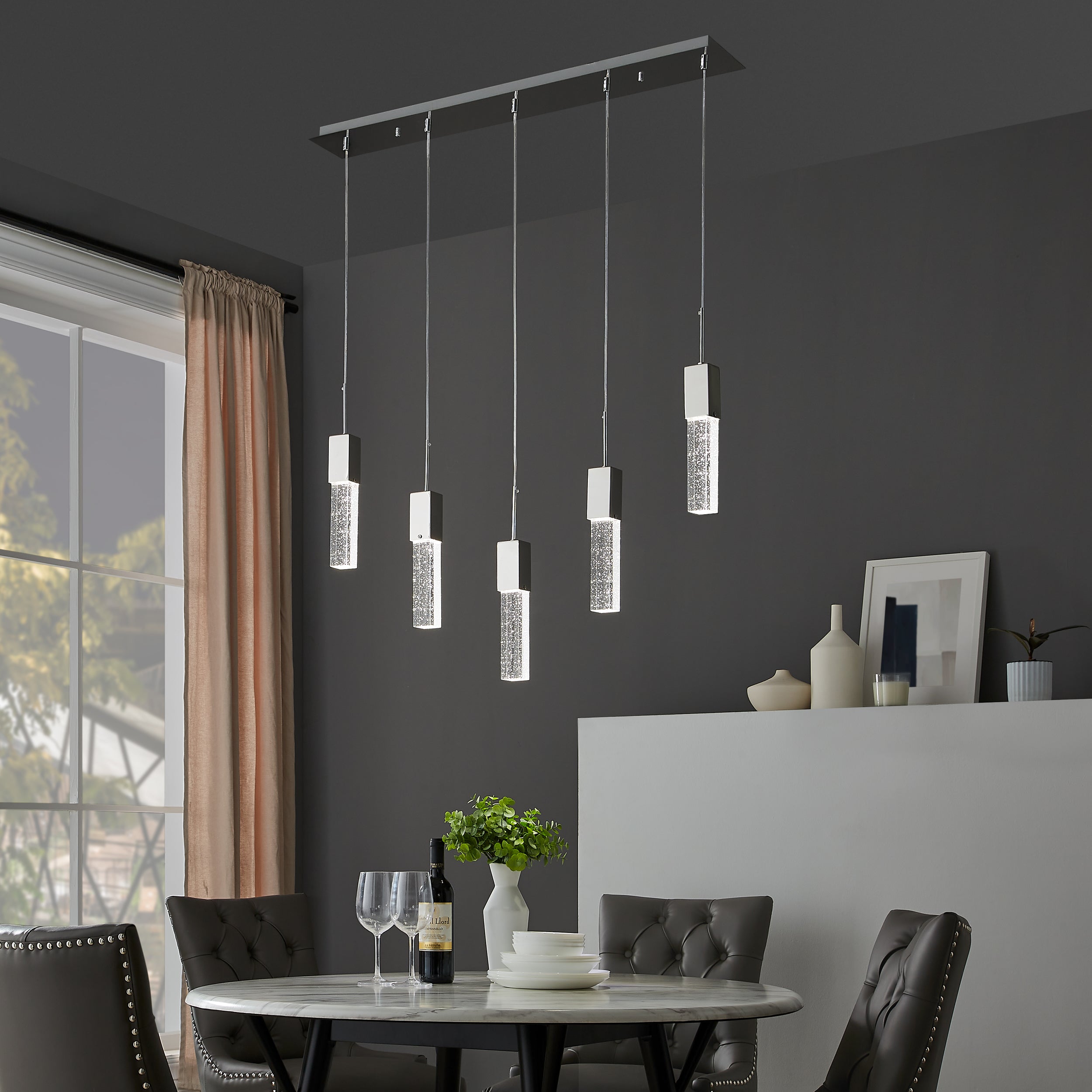 Sparkling Night Adjustable Crystal Chandelier 5 Light