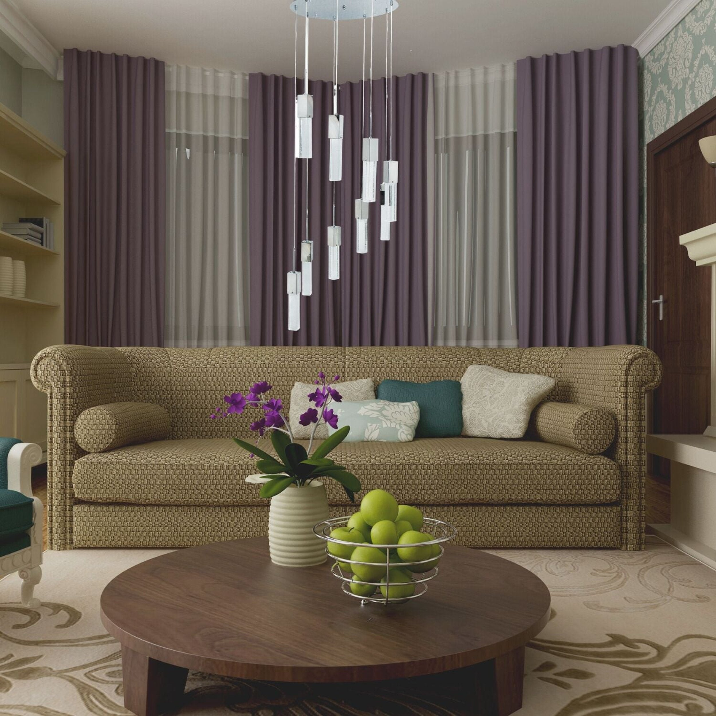 Sparkling Night Chandelier 9 Light LED Spiral