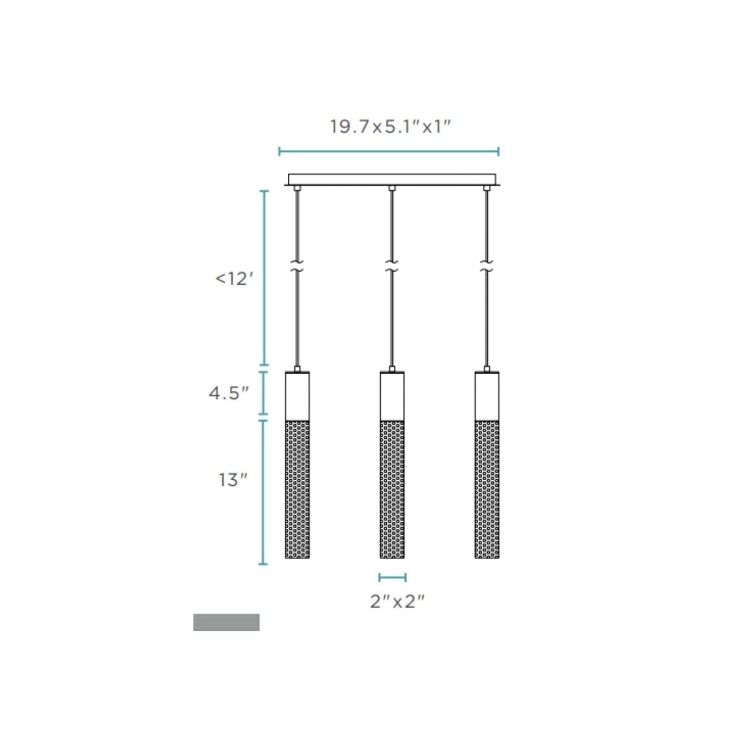 Sparkling Night Cylinder Chandelier 3 Light