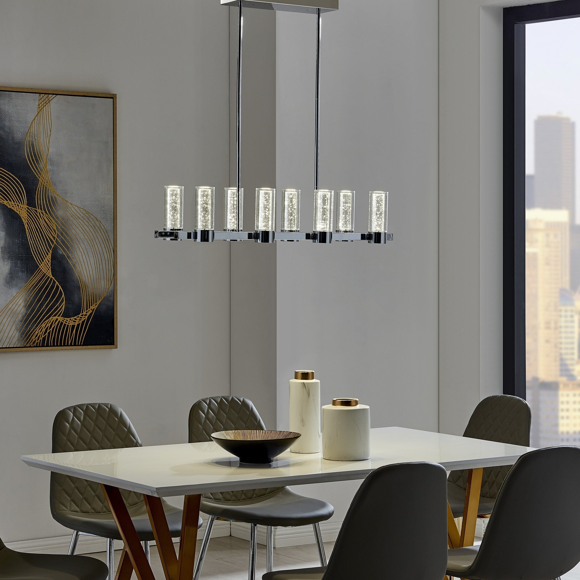 Sparkling Night LED Rectangular Chandelier 8 Lights