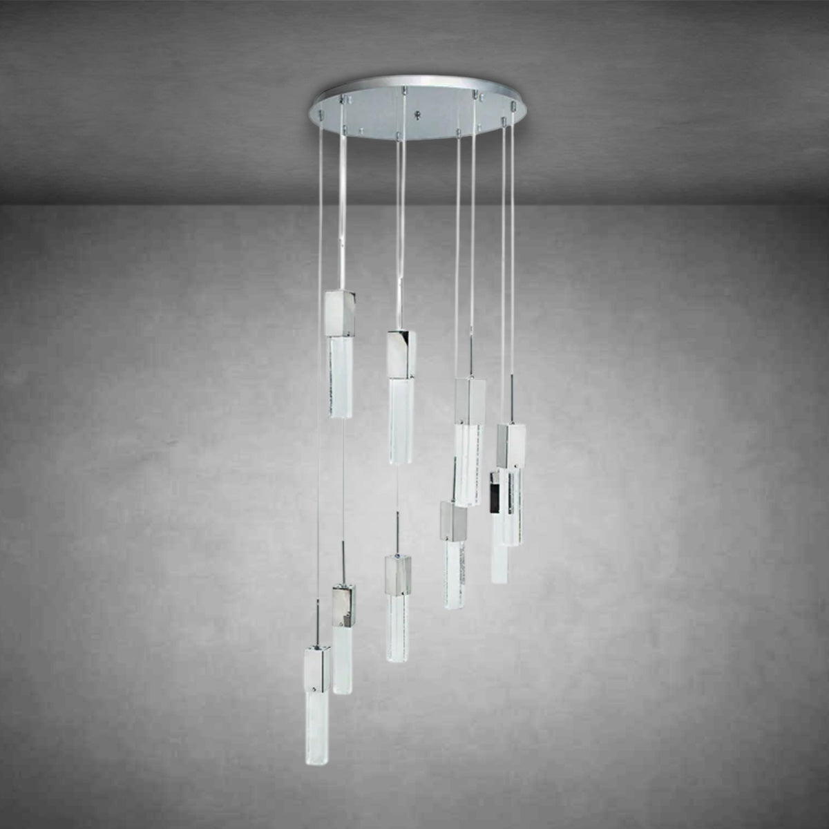 Sparkling Night Chandelier 9 Light LED Spiral