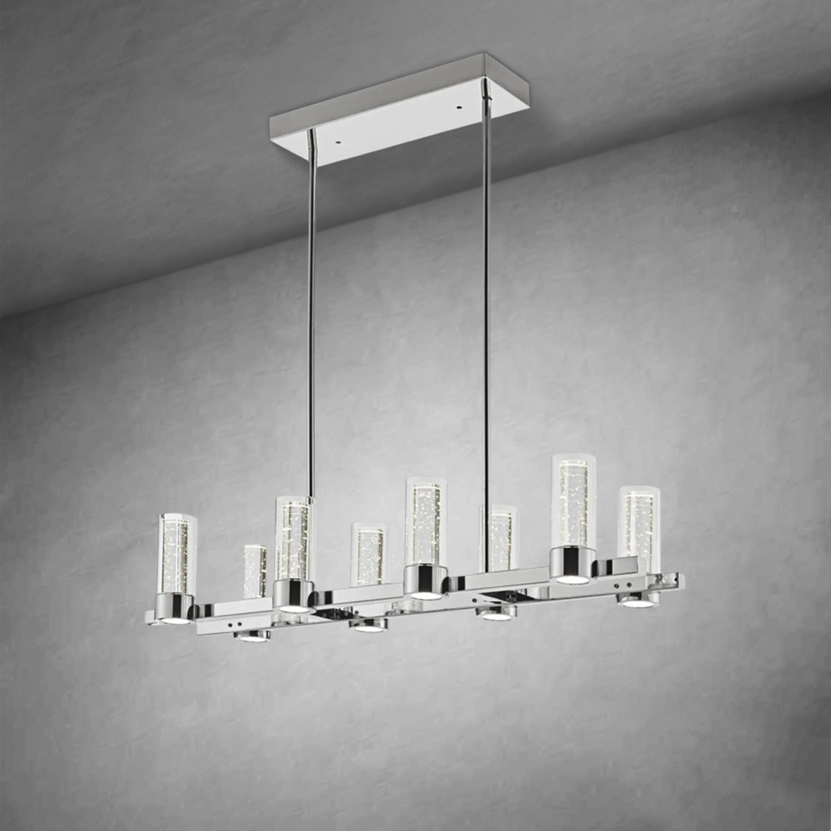 Sparkling Night LED Rectangular Chandelier 8 Lights