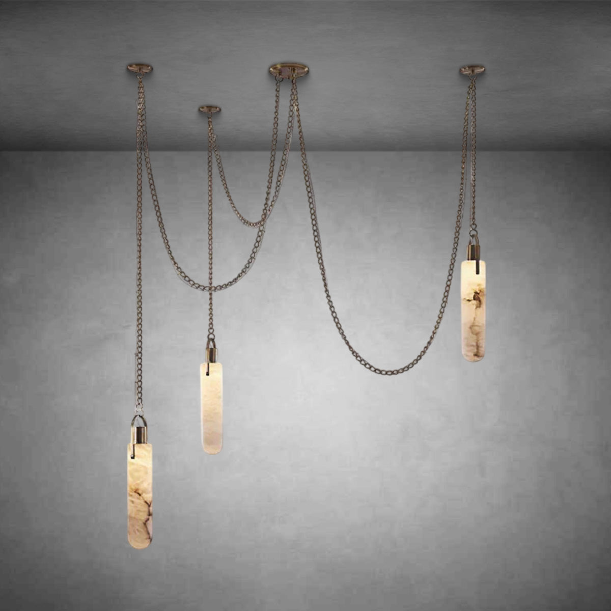 Theresa 3 Light LED Multi-Drop Alabaster Chandelier Lighting