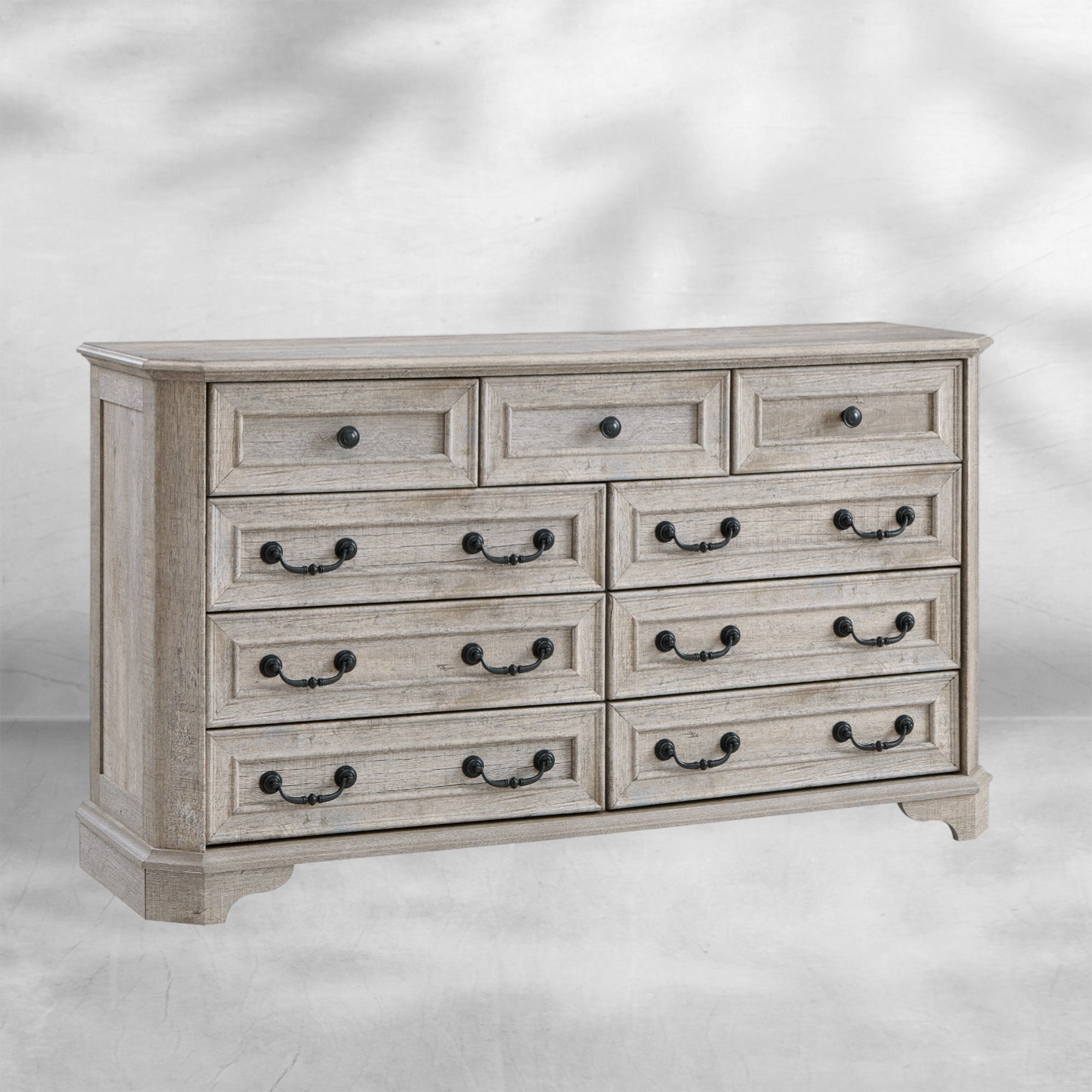Farmhouse 7 Drawer Dresser Wide Wood Rustic Chest Organizer
