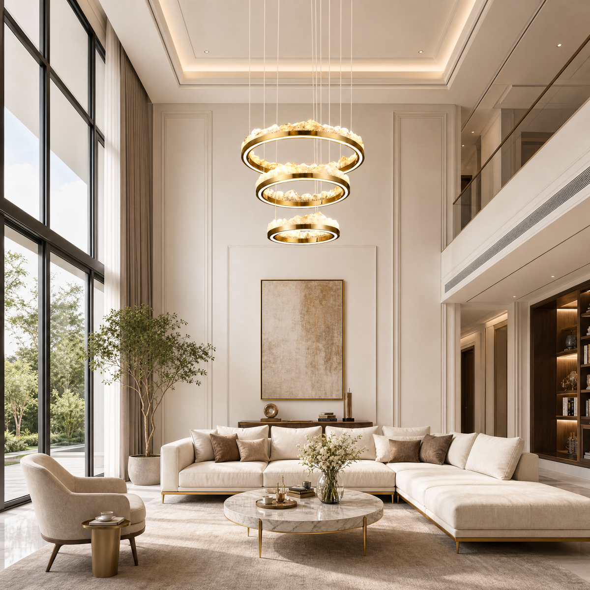 Vast Realm Modern Sculptural Ring Chandelier