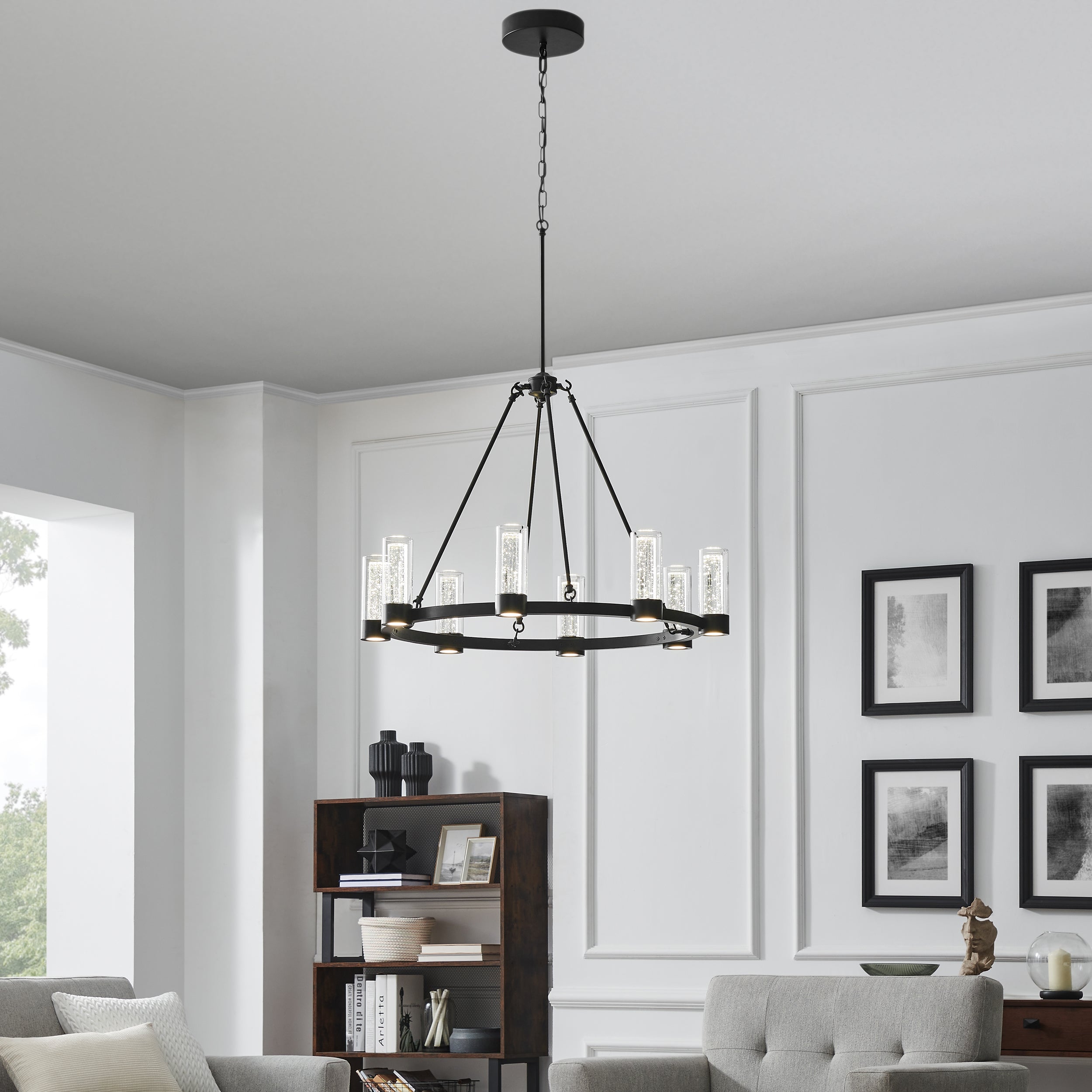 Victory 8 Light Chandelier Matte Black