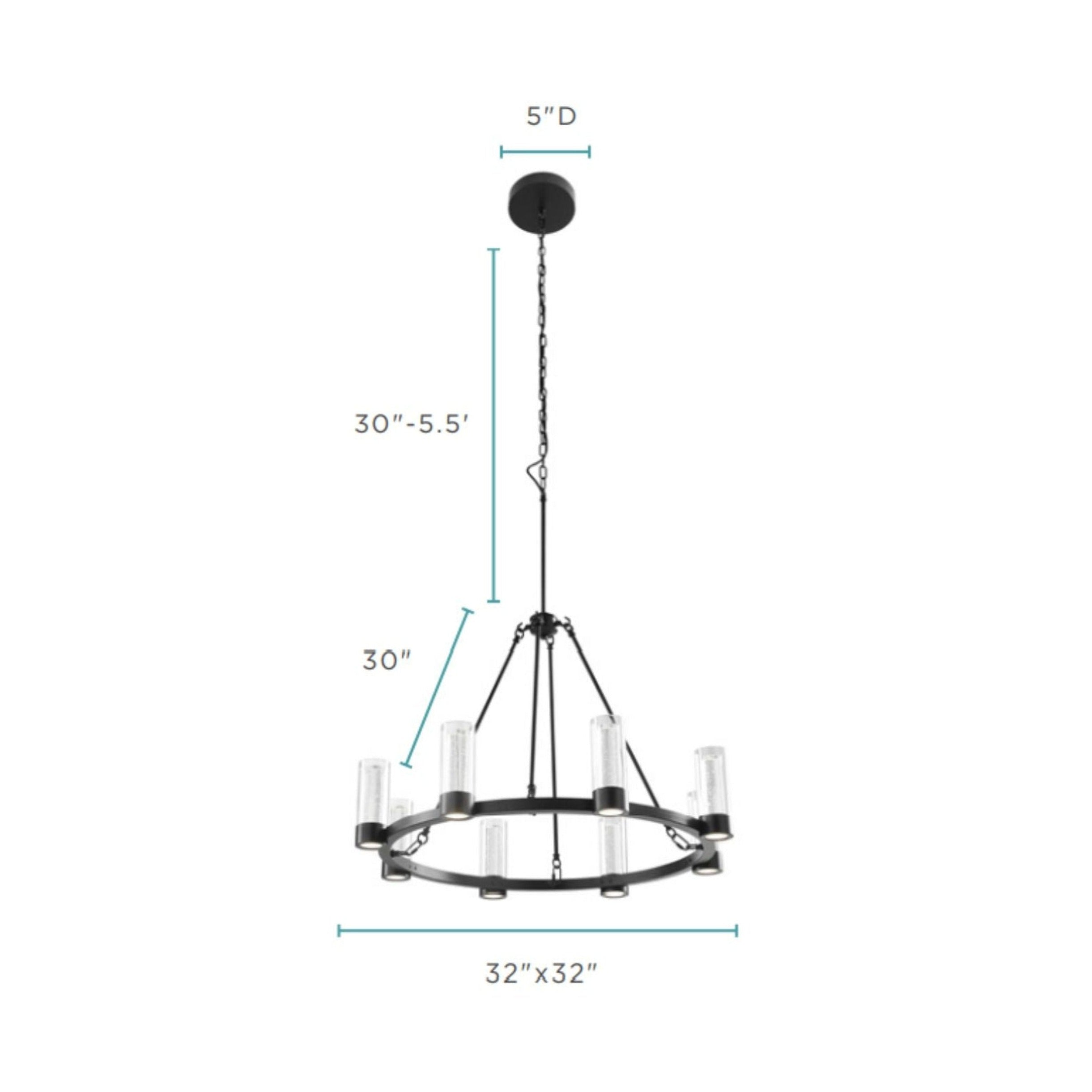 Victory 8 Light Chandelier Matte Black