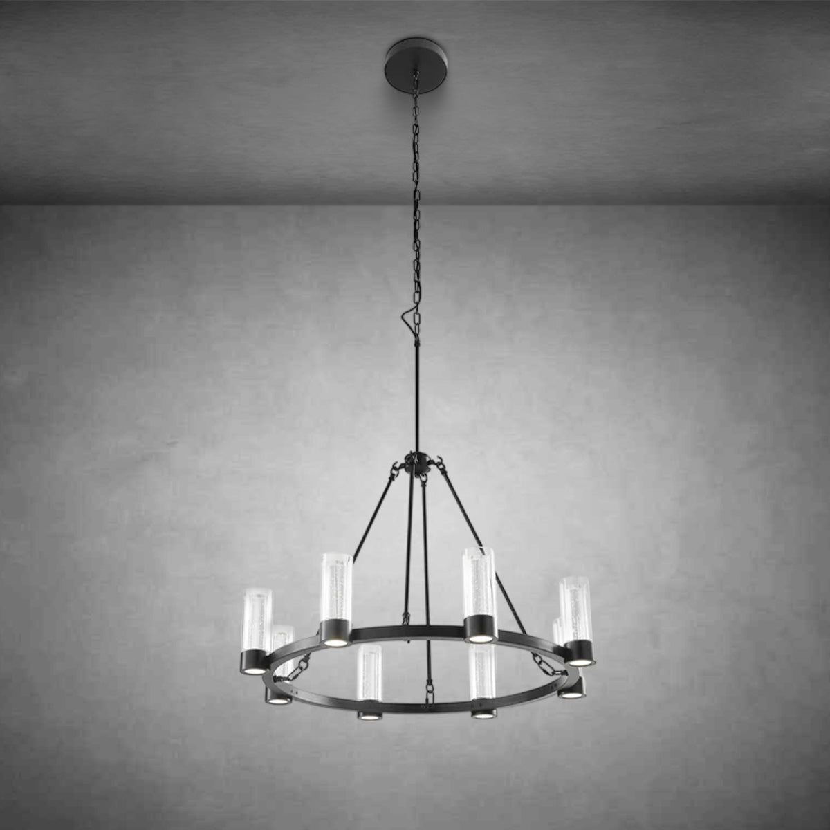 Victory 8 Light Chandelier Matte Black