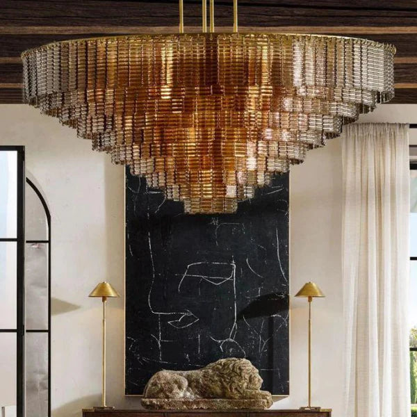 HA Sirena Smoke Glass Round Chandelier 52"