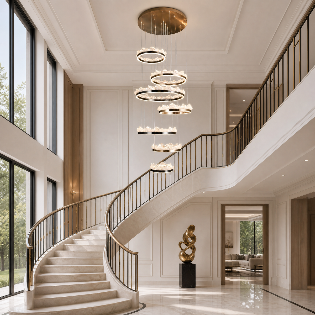 Wind & Wave Modern Sculptural Ring Chandelier