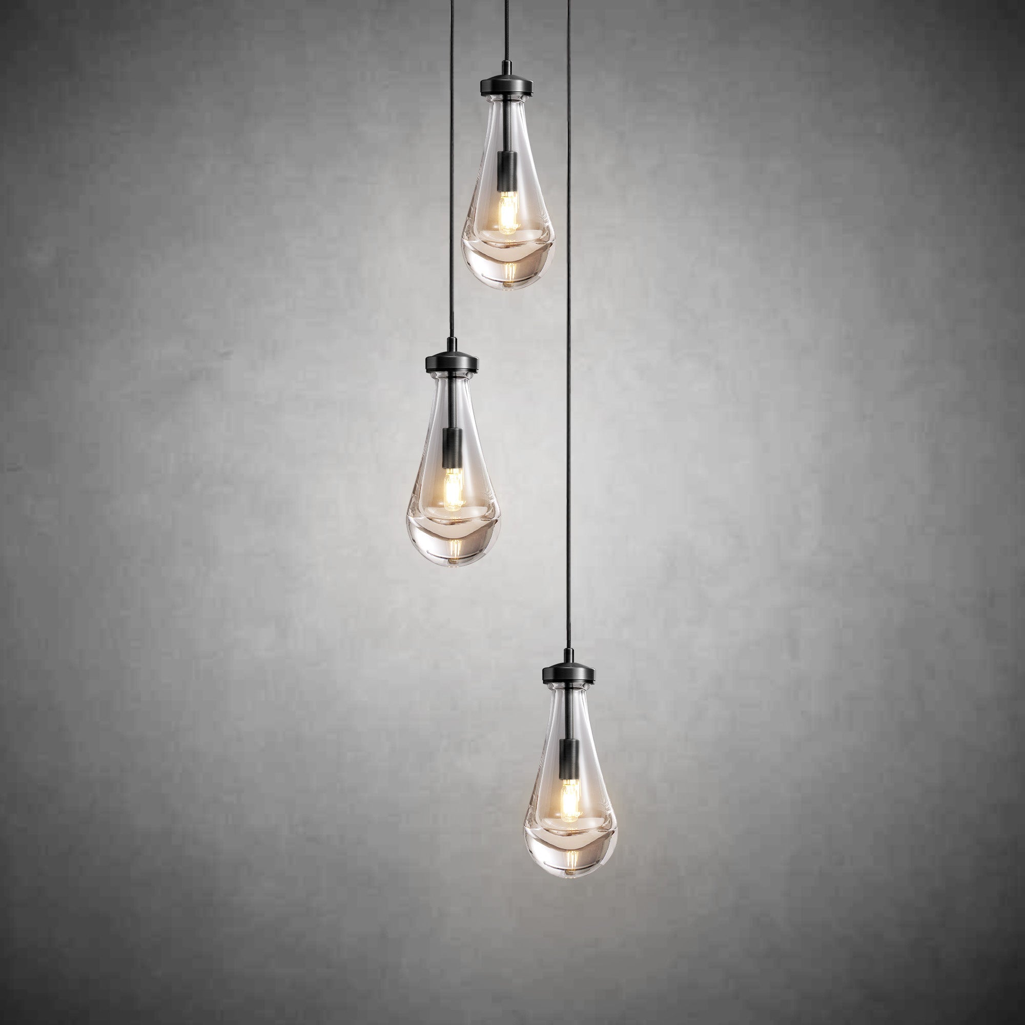 3-Light Raindrop-Shaped Circular Pendant Lamp