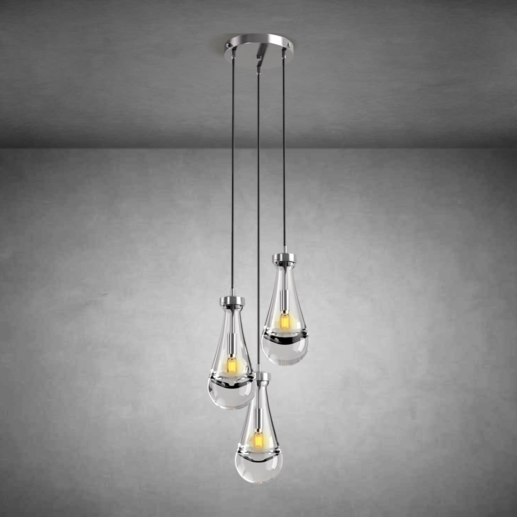 3-Light Raindrop-Shaped Circular Pendant Lamp