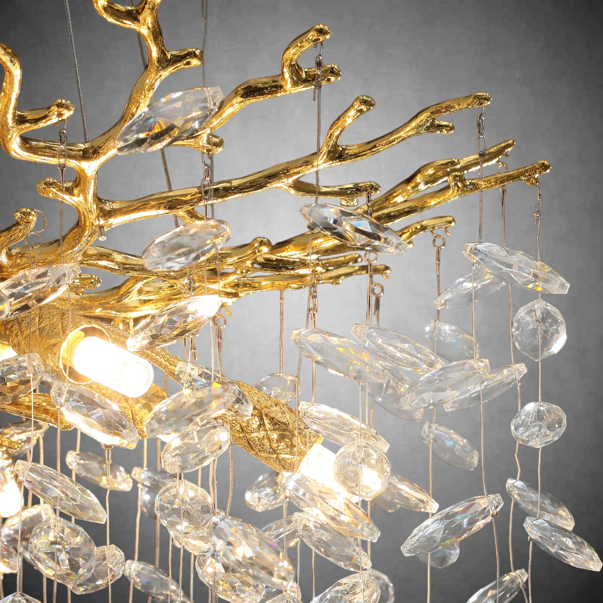 Modern Gold Tree Branch Crystal Chandelier