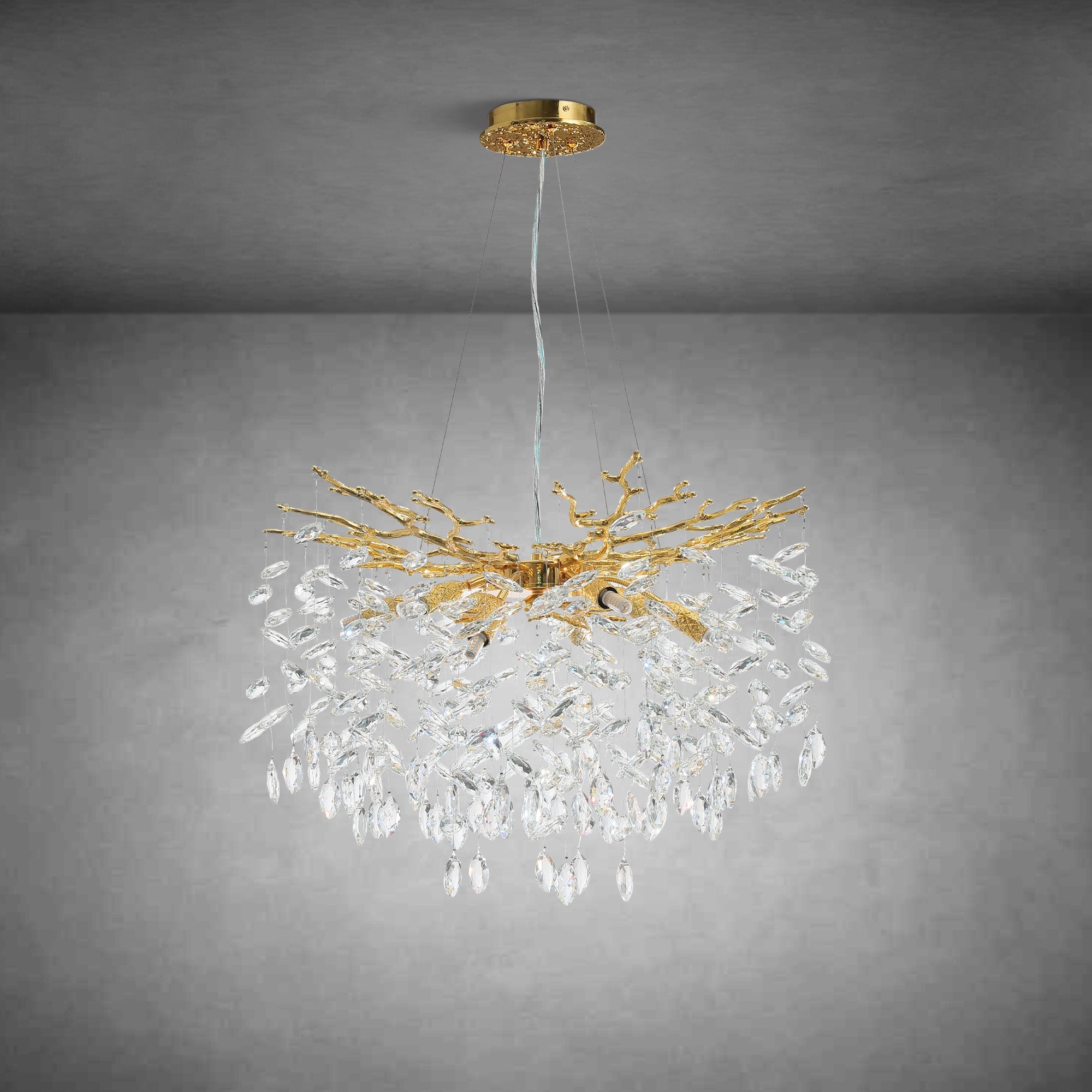 Modern Gold Tree Branch Crystal Chandelier